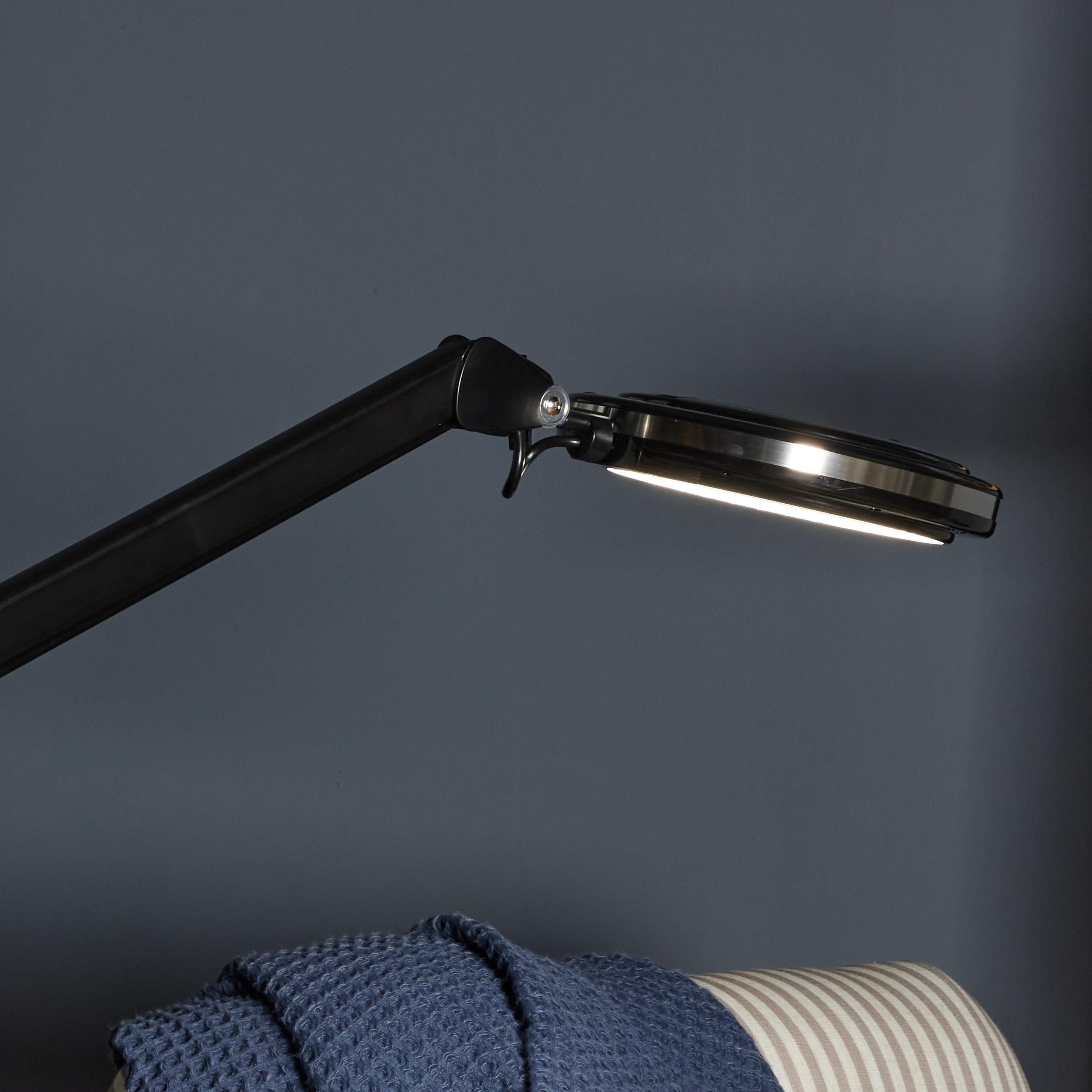 Brightech Lightview Pro 33 in. Adjustable Swing Arm Integrated 2.25X Magnifying Dimmable LED Desk Clamp Lamp