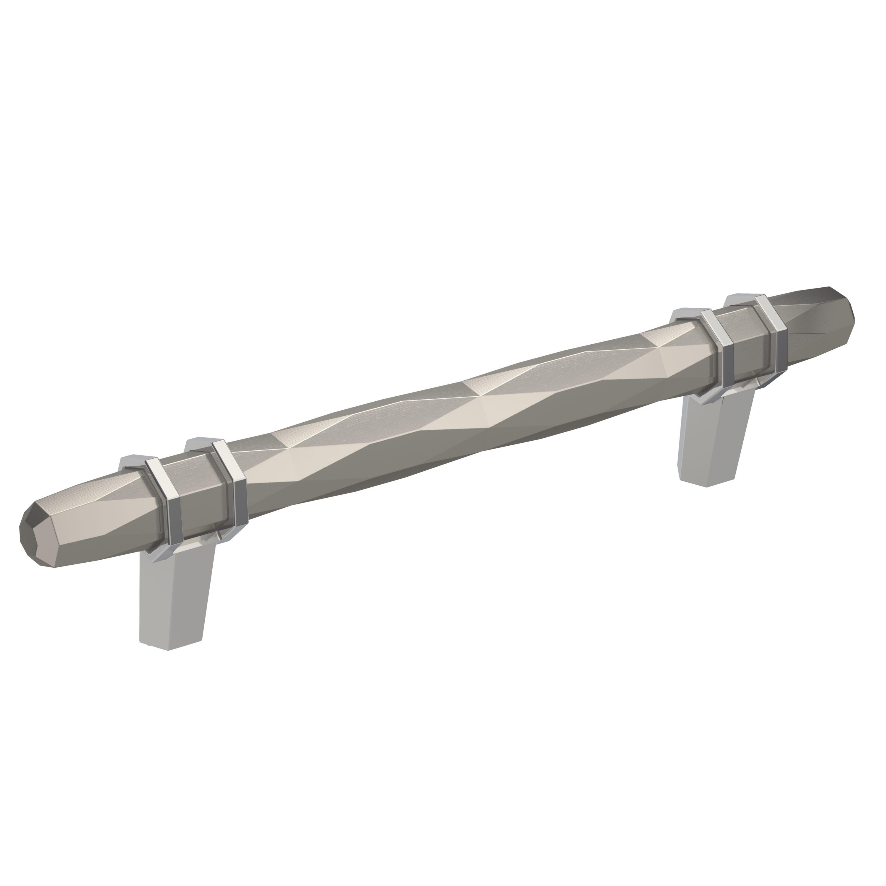 Amerock London 5-1/16 inch (128mm) Center-to-Center Satin Nickel/Polished Chrome Cabinet Pull