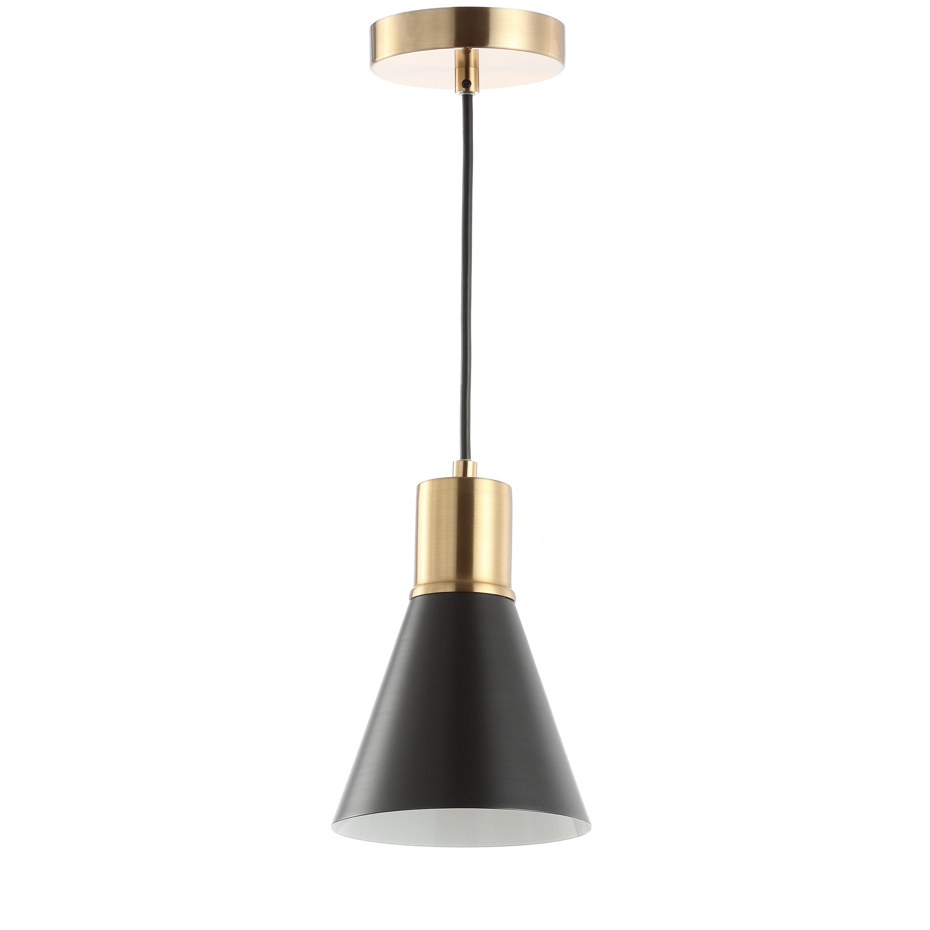 JONATHAN Y JYL6131A Apollo 6" Metal LED Pendant Contemporary Dimmable Adjustable Dining Room Living Room Kitchen Foyer Bedroom Hallway, Black/Brass Gold