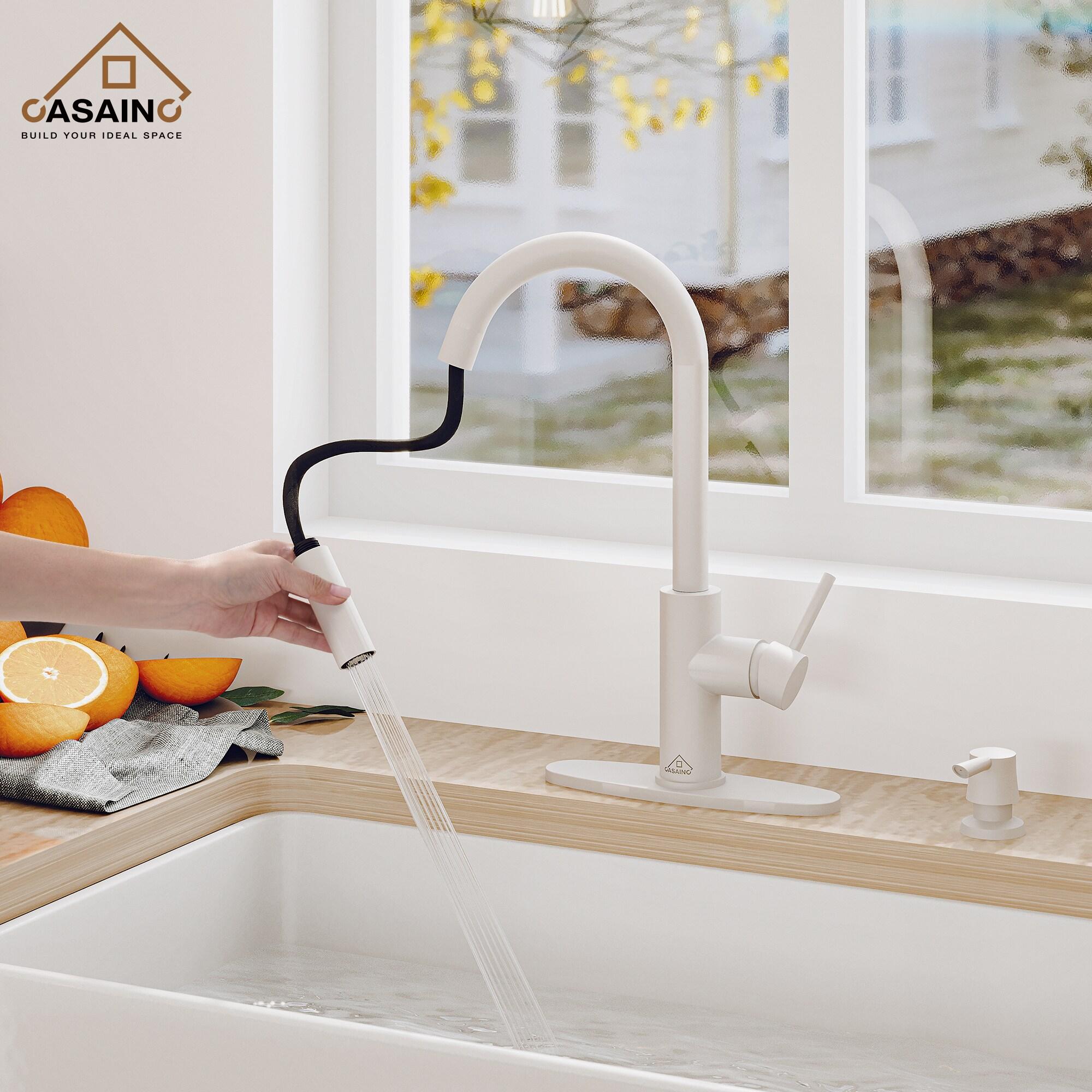 Willow Single-Handle Pull Down Sprayer Kitchen Faucet with Infrared Sensor, Soap Dispenser and Deck Plate