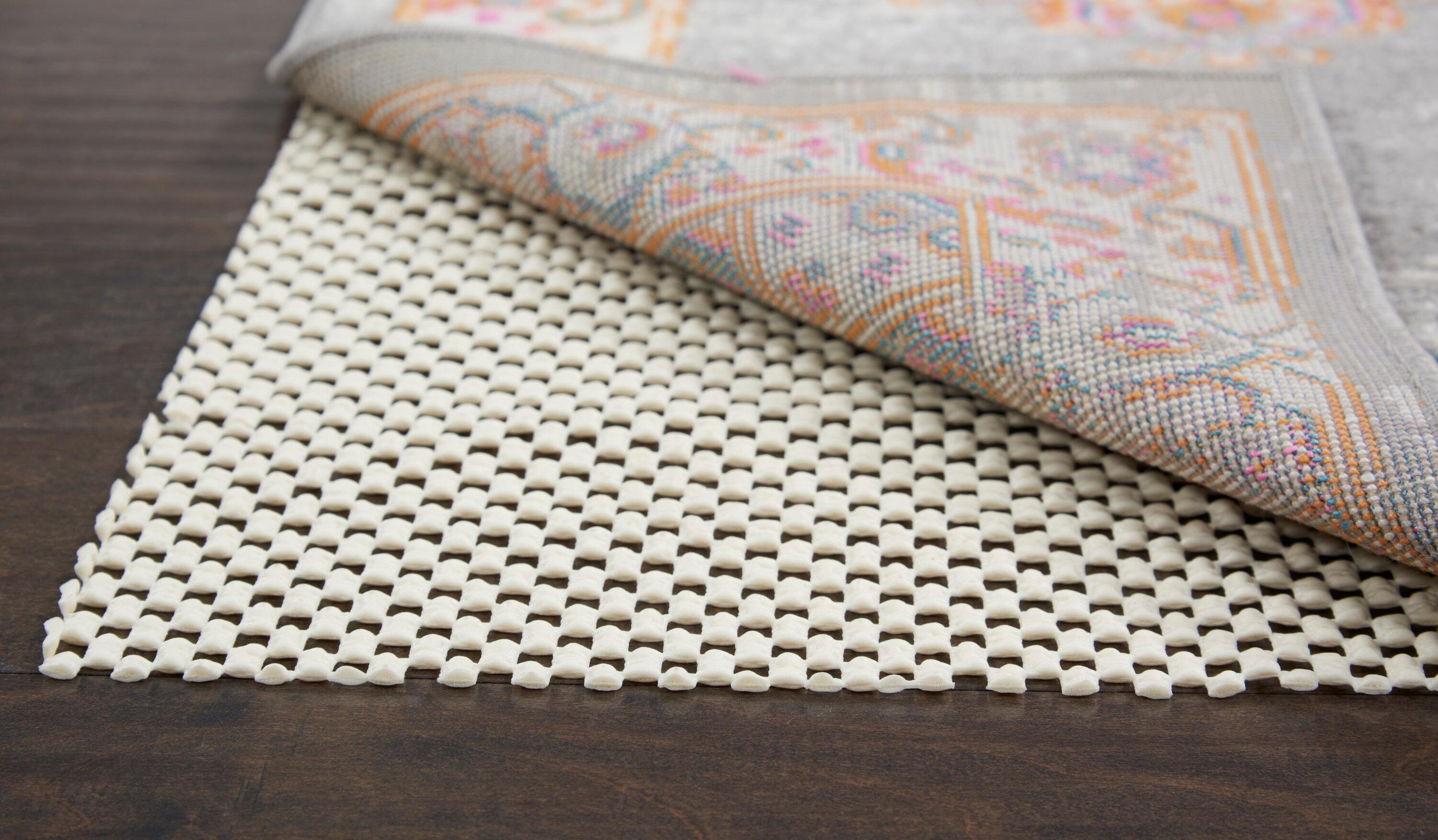 Grid-Loc Ivory 4'8" x 7'6" Non-Slip Rug Pag