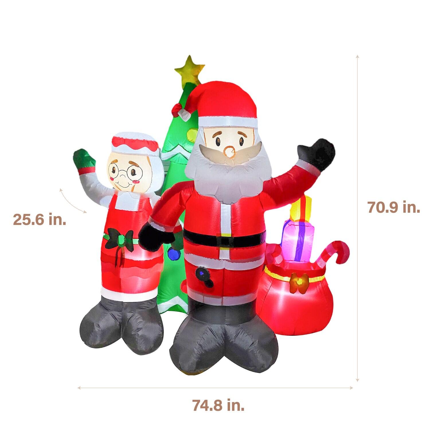 Fraser Hill Farm 6-Ft. Tall Prelit Mr. and Mrs. Claus with Tree Inflatable with Music
