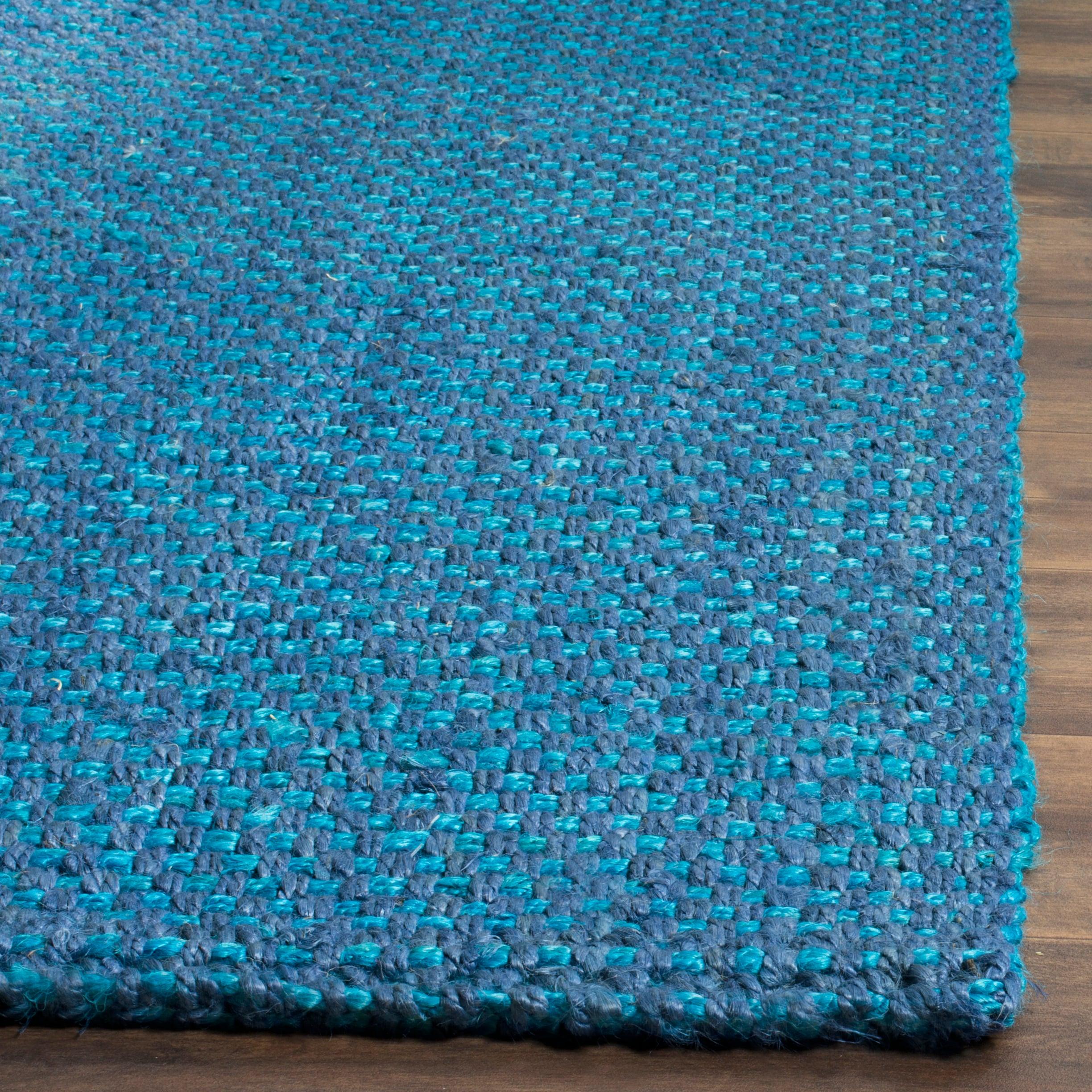 SAFAVIEH Natural Fiber Geraldine Geometric Jute Area Rug, Blue, 6' x 6' Square