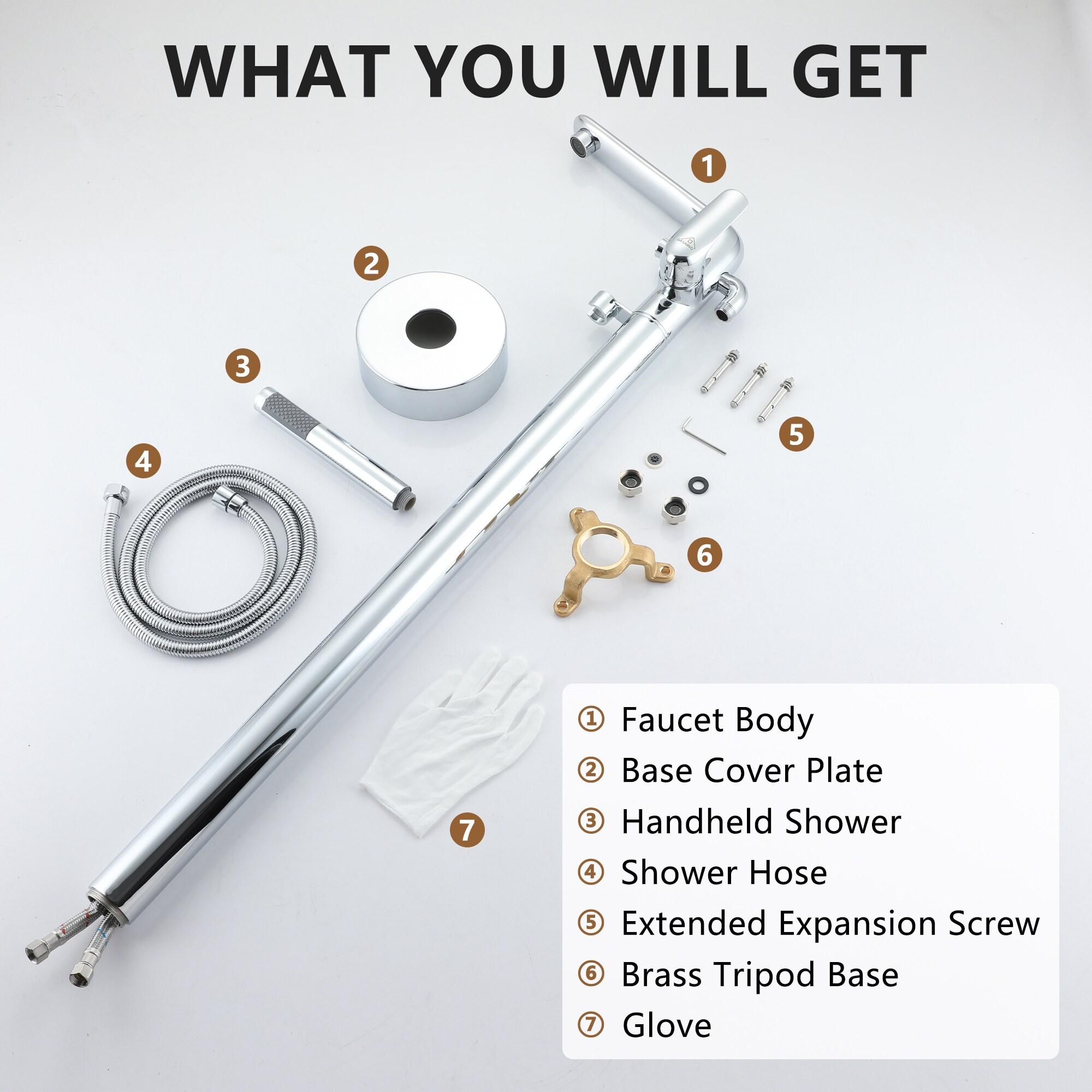 Chrome Freestanding Bathtub Faucet with Hand Shower