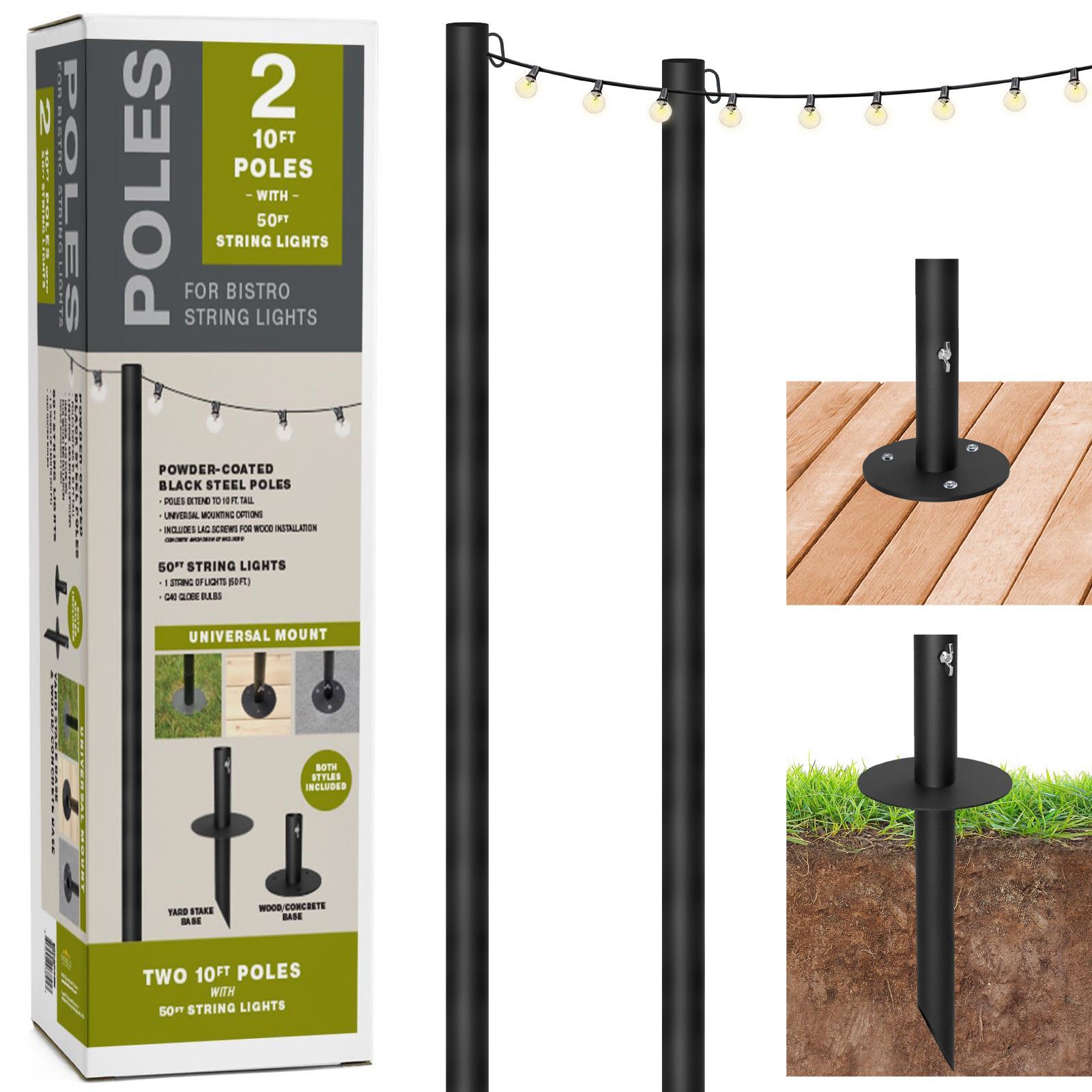 Bistro String Light Poles & 50ft of String Lights