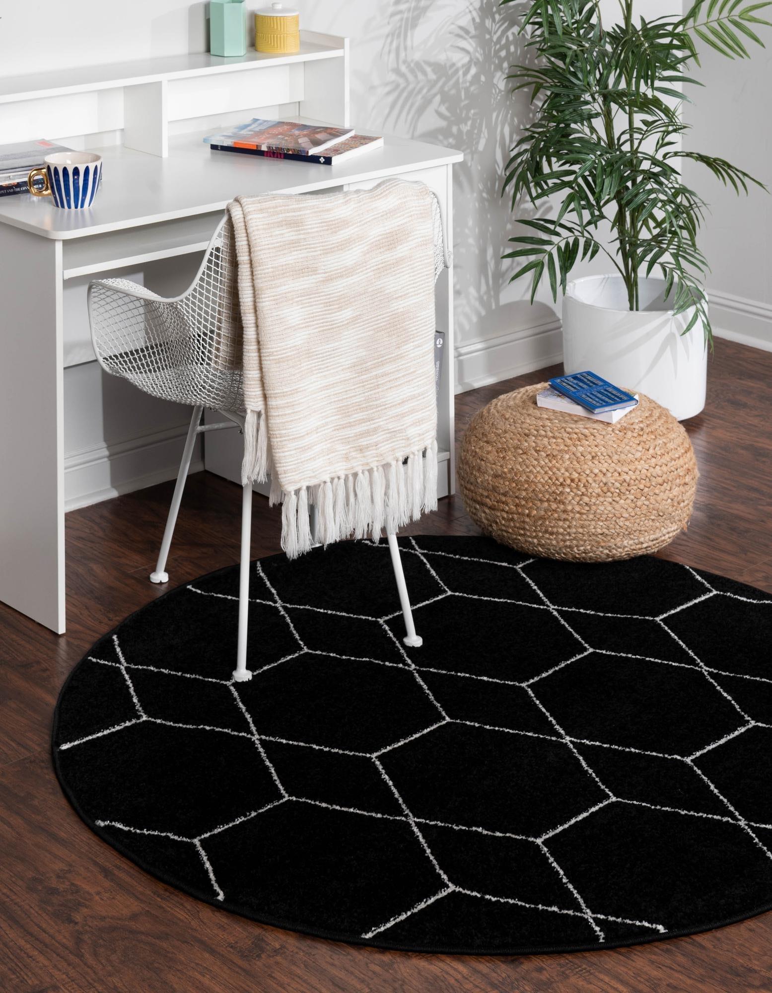 Unique Loom 5' 0 x 5' 0 Trellis Frieze Black Area Rug