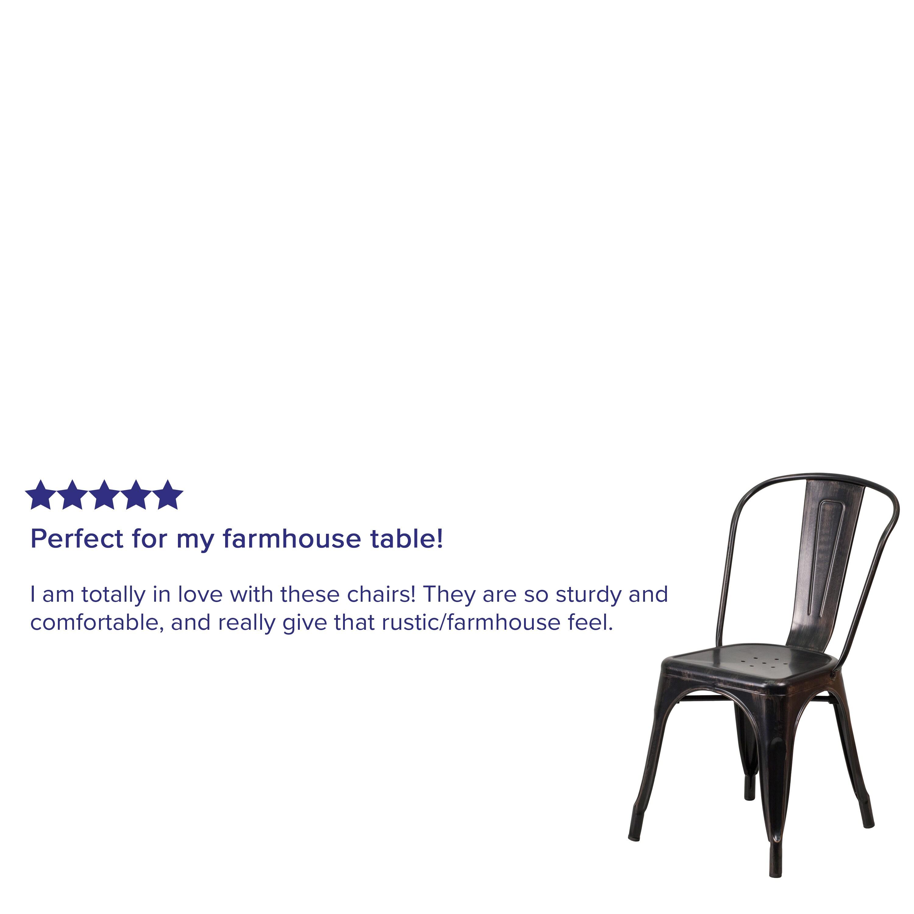 Flash Furniture Commercial Grade Black-Antique Gold Metal Indoor-Outdoor Stackable Chair