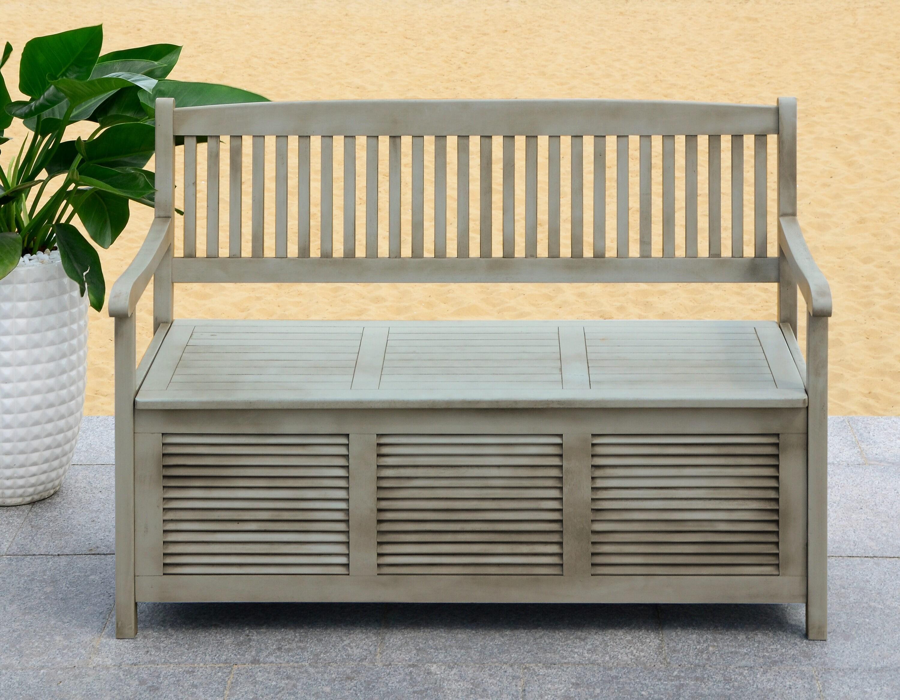 Brisbane Bench - Outdoor - PAT7017 - Grey - Safavieh