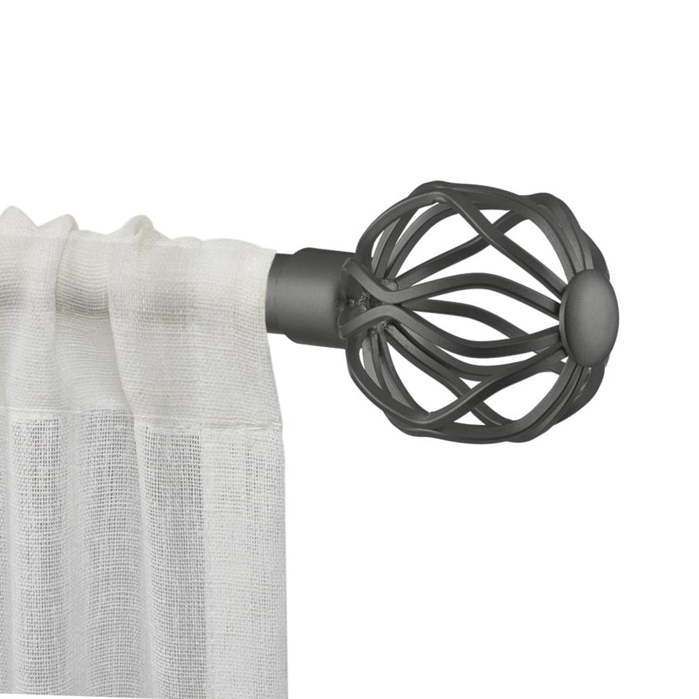 Exclusive Home Ogee 1" Curtain Rod and Coordinating Finial Set, Gunmetal, Adjustable 36"-72"