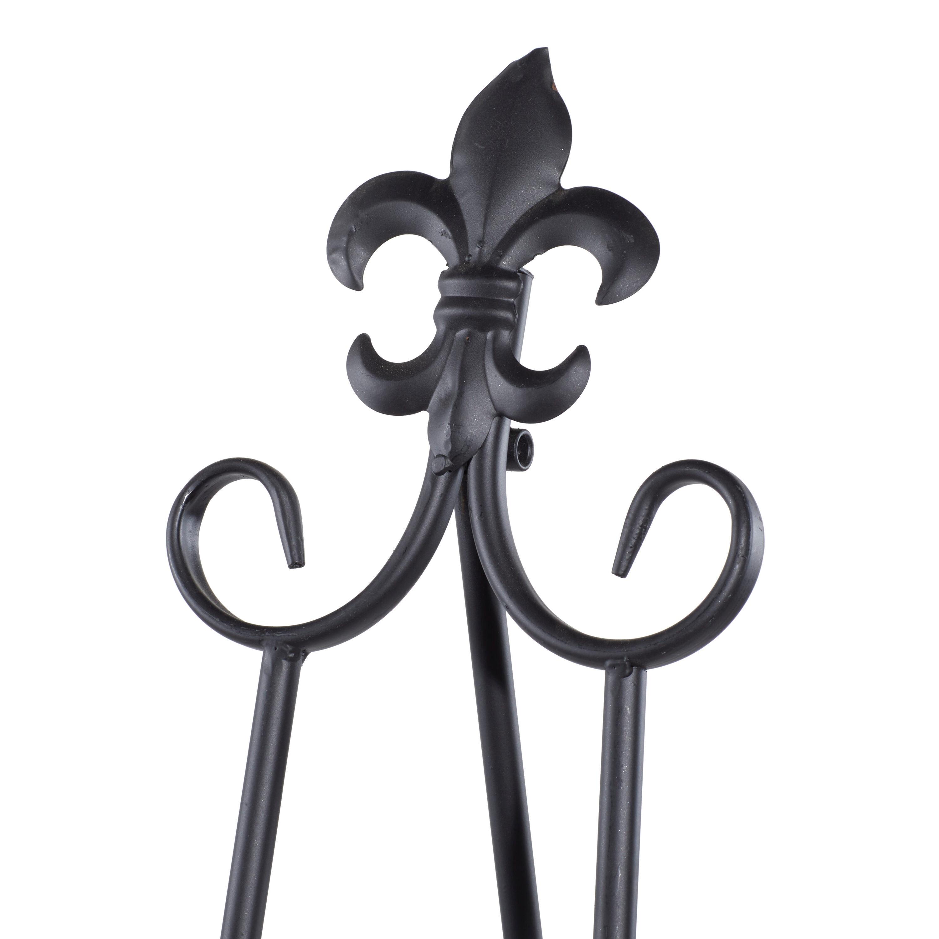 Black Iron Adjustable Floor Easel with Scroll Accents