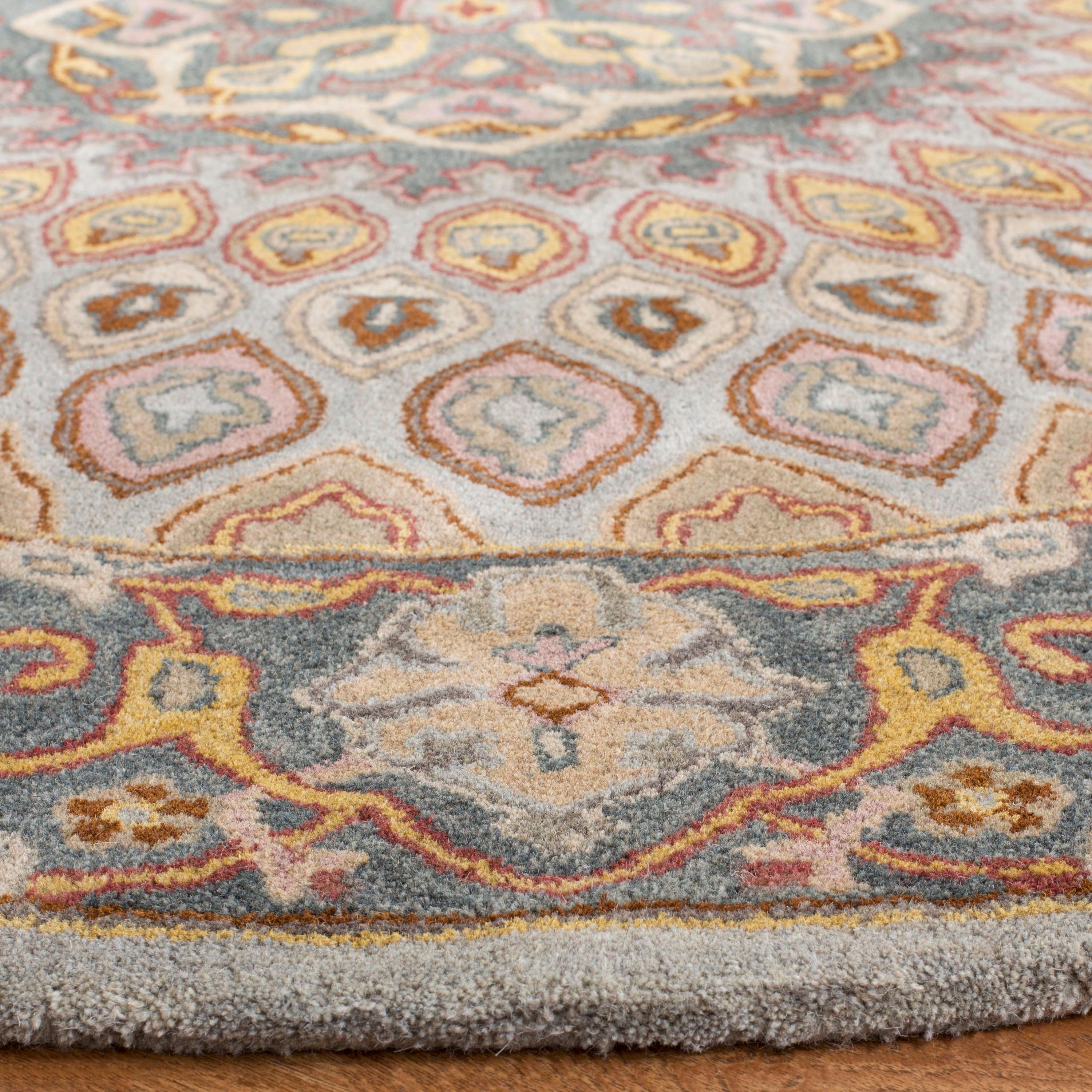 Heritage HG914 Hand Tufted Area Rug - Blue/Grey - 8' round - Safavieh.