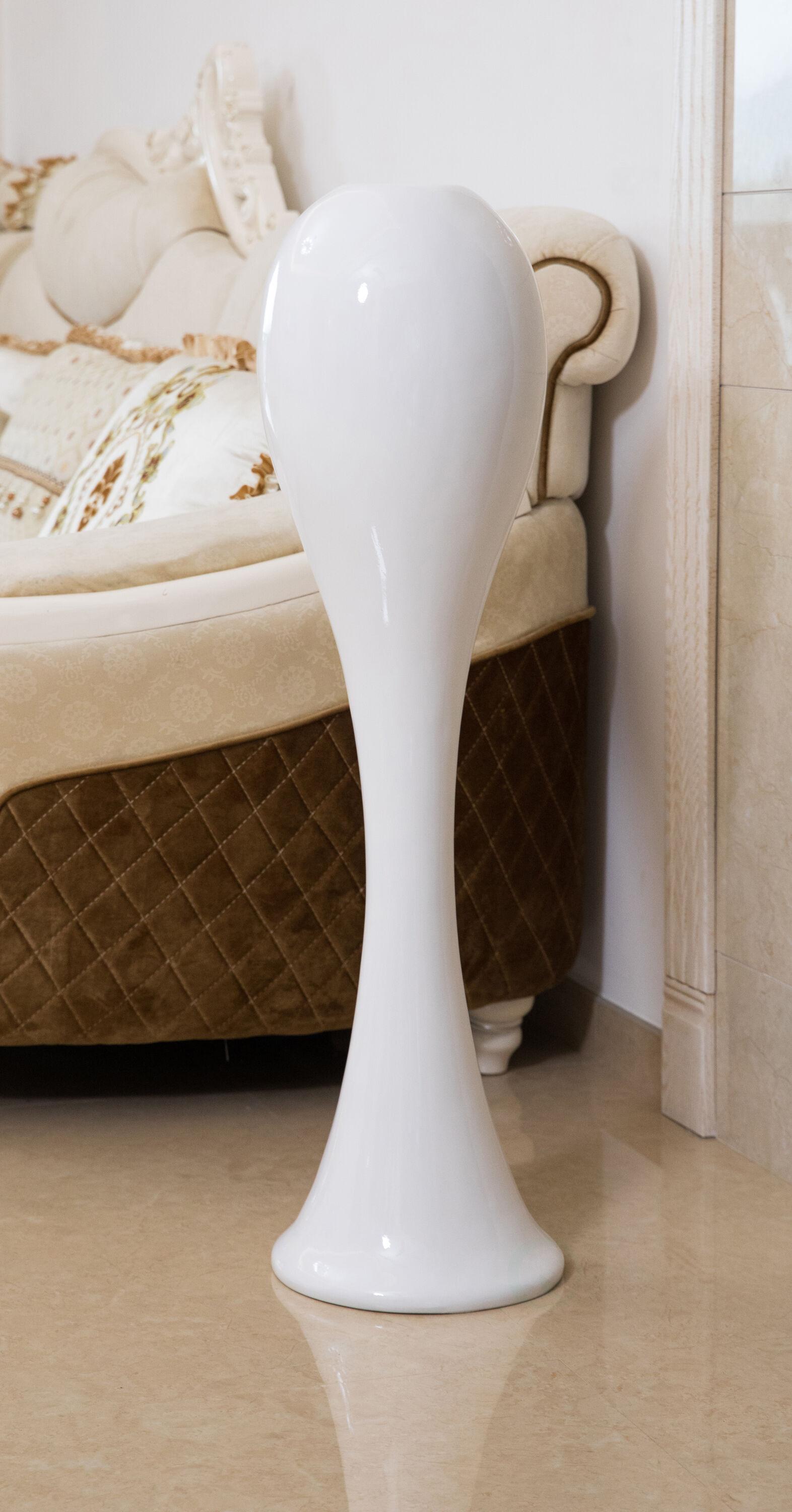 Uniquewise 39 Tall White Narrow Unique Fiberglass Modern Floor Vase