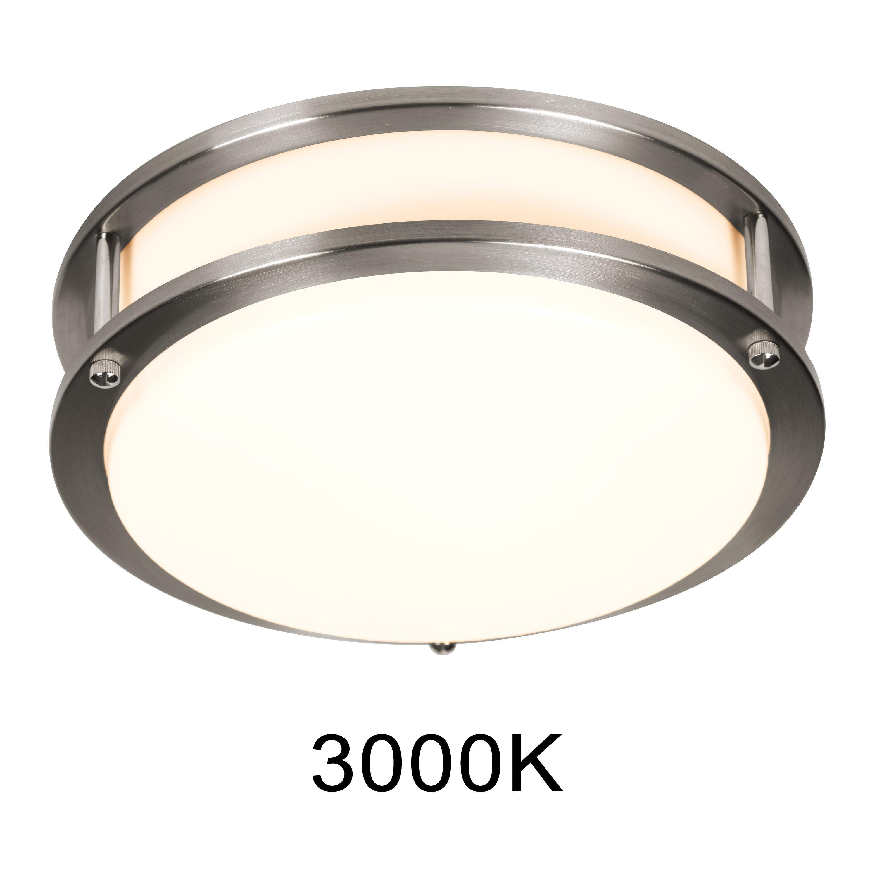 Designers Fountain Flush Mount Ceiling Light, 10 Inch Round LED DC Lighting Fixture Kitchen, Bedroom, Bathroom, Hallway, Dimmable, 1150 Lumens, 3000K/4000K/5000K, Brushed Nickel, EV1410C3C-35