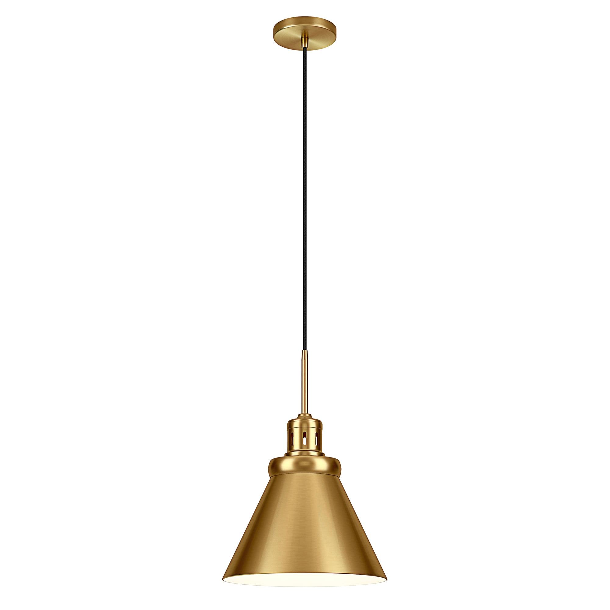 Henn&Hart 17" Brushed Brass Cone Pendant