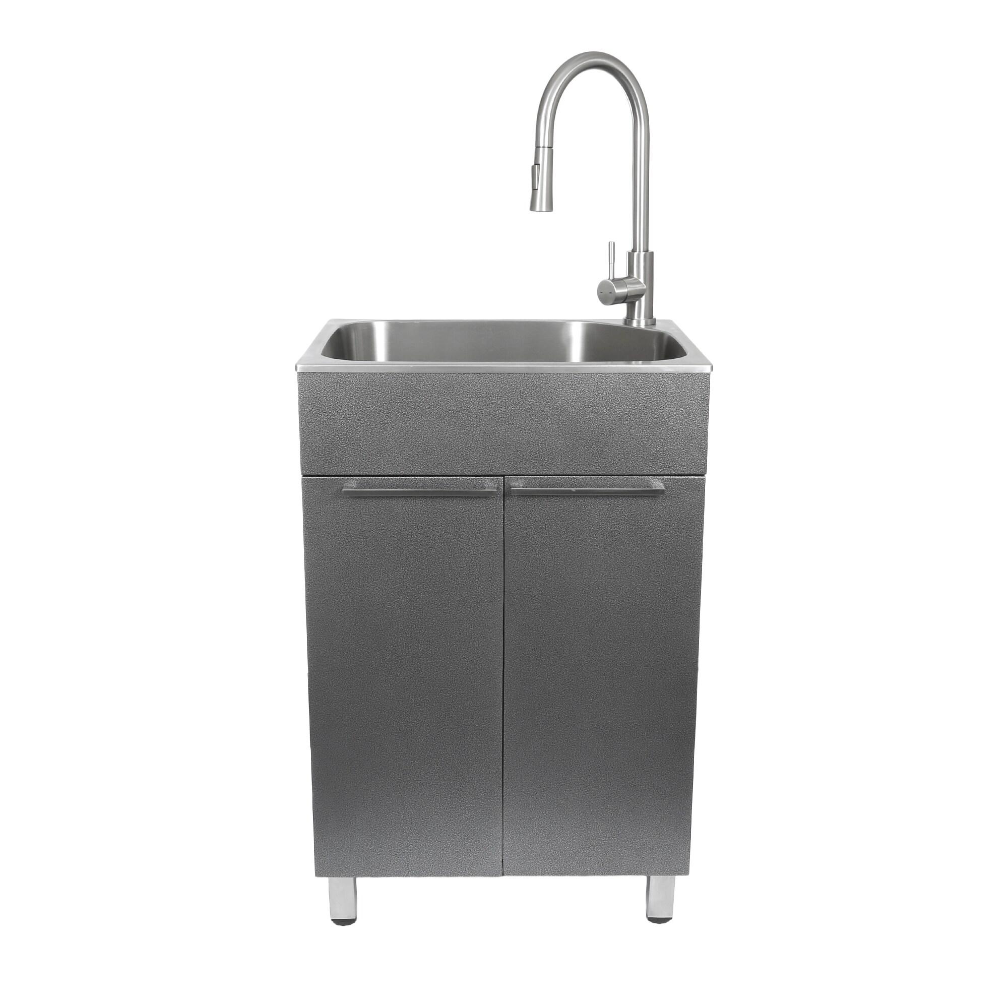 All-In-One 22" L x 18" W Free Standing Compact Laundry Sink with Faucet