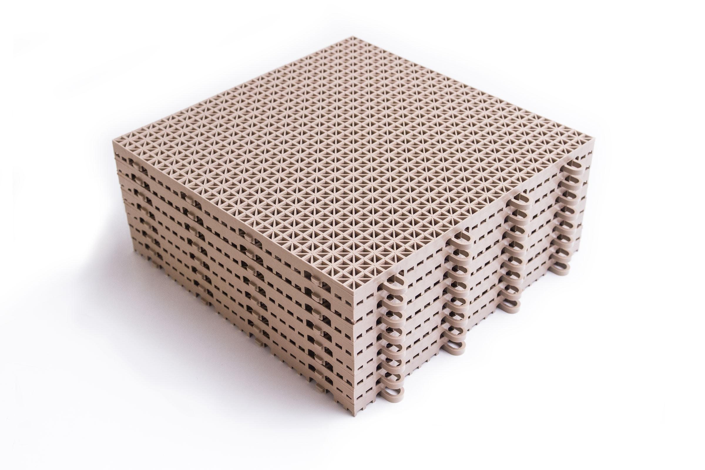 DT40BEIG DuraGrid Outdoor Modular Interlocking Multi-Use Plastic Deck Tile, 40 Pack, Beige