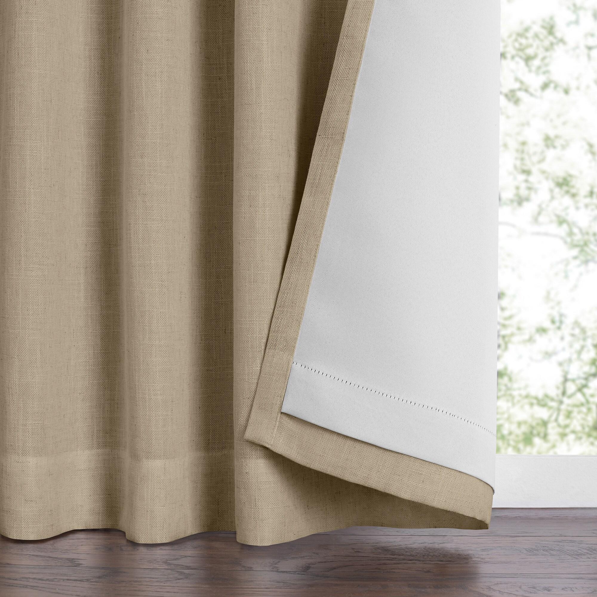 Harrow Solid Texture Room Darkening Single Window Curtain Panel - 52" x 95" - Linen - Elrene Home Fashions