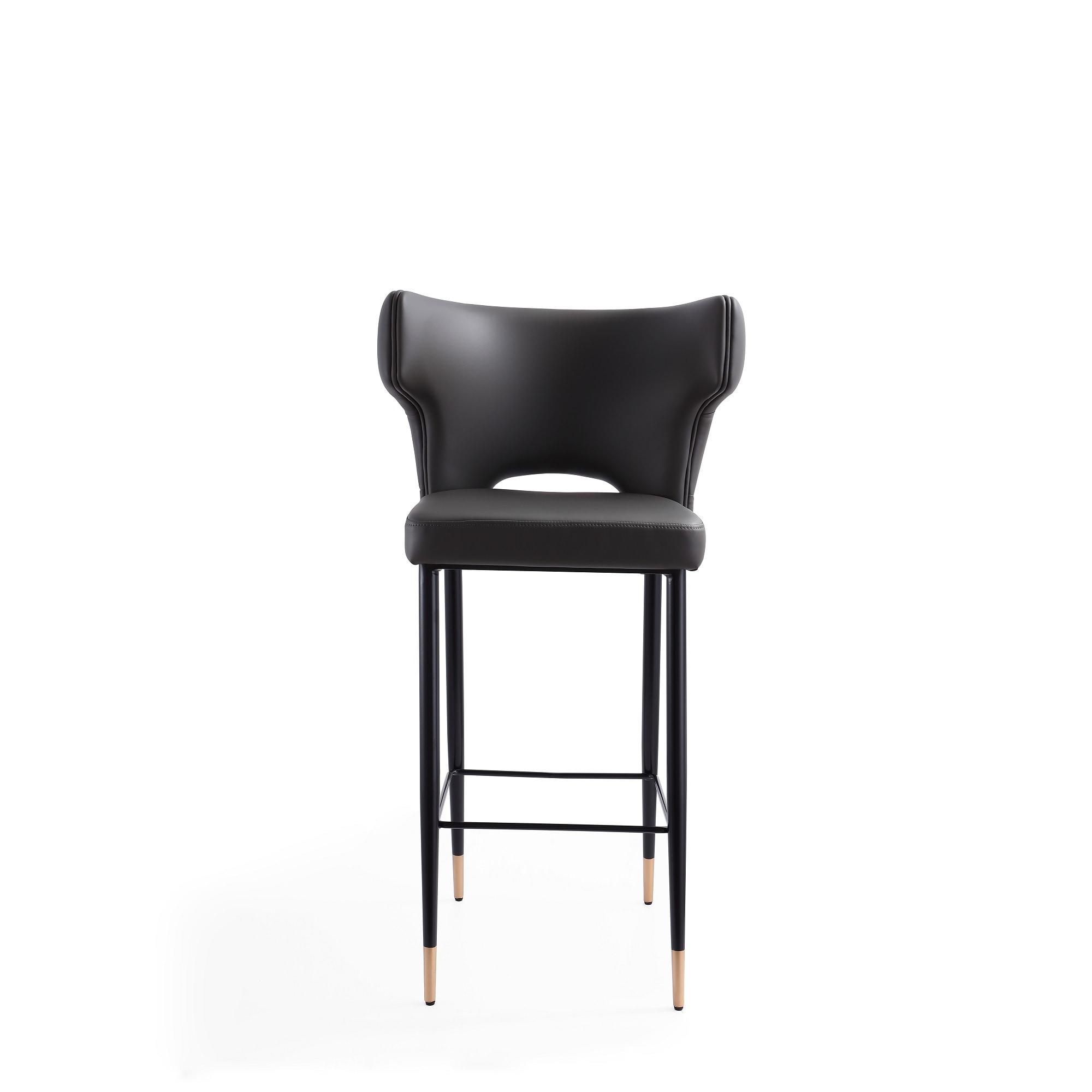 Holguin 41.34 in. Grey, Black and Gold Wooden Barstool