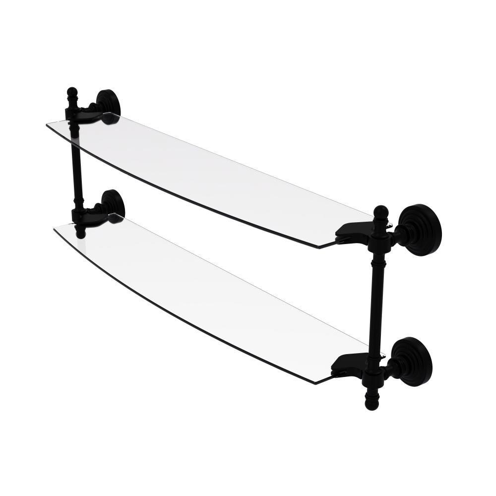 Matte Black Glass Two-Tier Bathroom Shelf