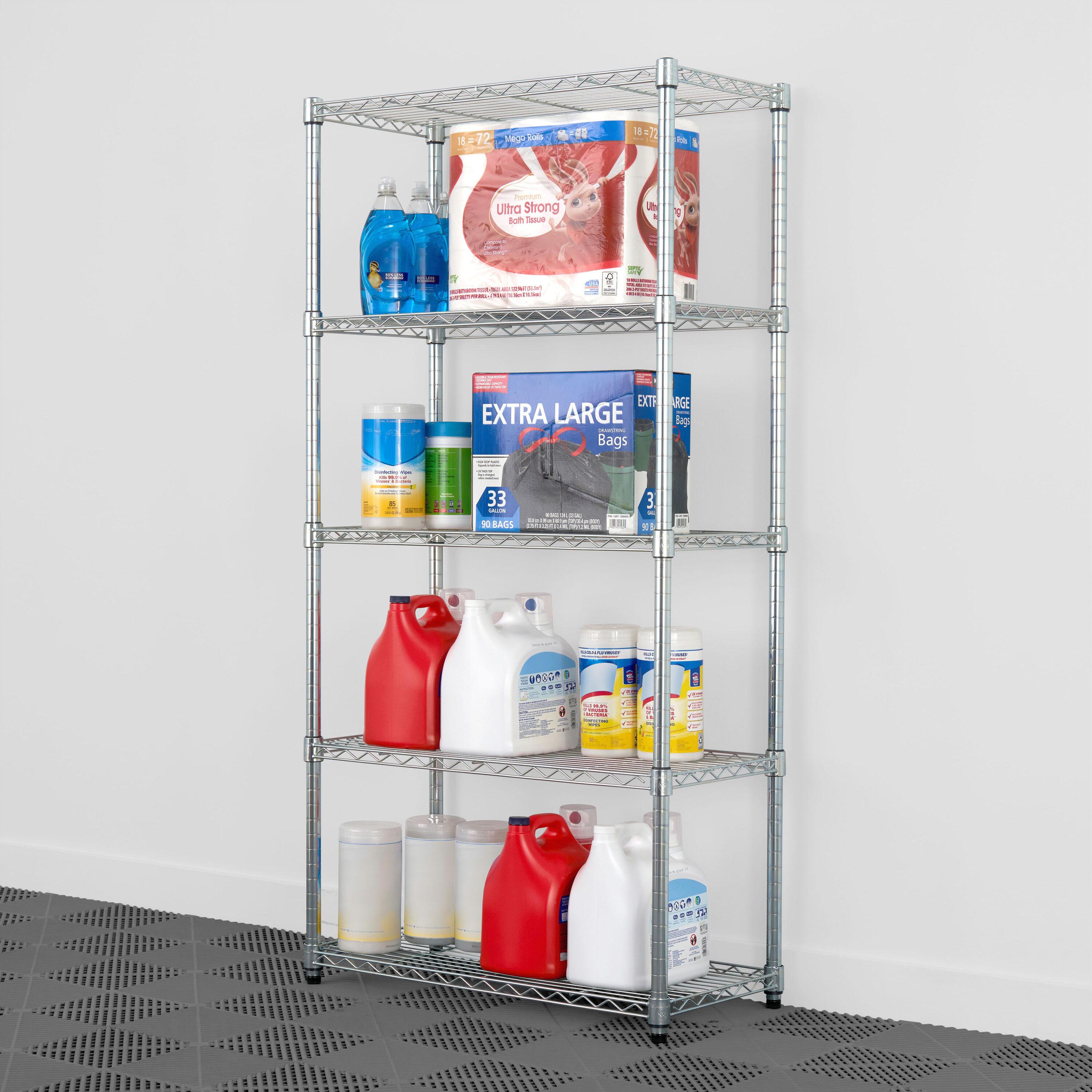 SafeRacks 30"x14"x60" 5-Tier Steel Wire Shelving with Adjustable Shelves - 3000 lb Capacity