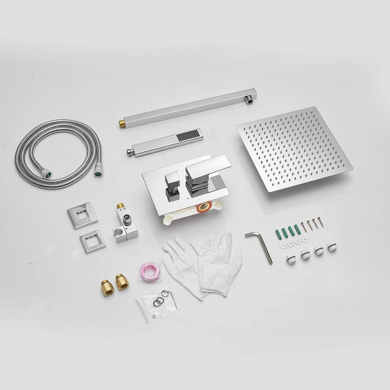 3-Spray Patterns With 2.5 GPM 10 in. Showerhead Wall Mounted Dual Shower Heads With Valve