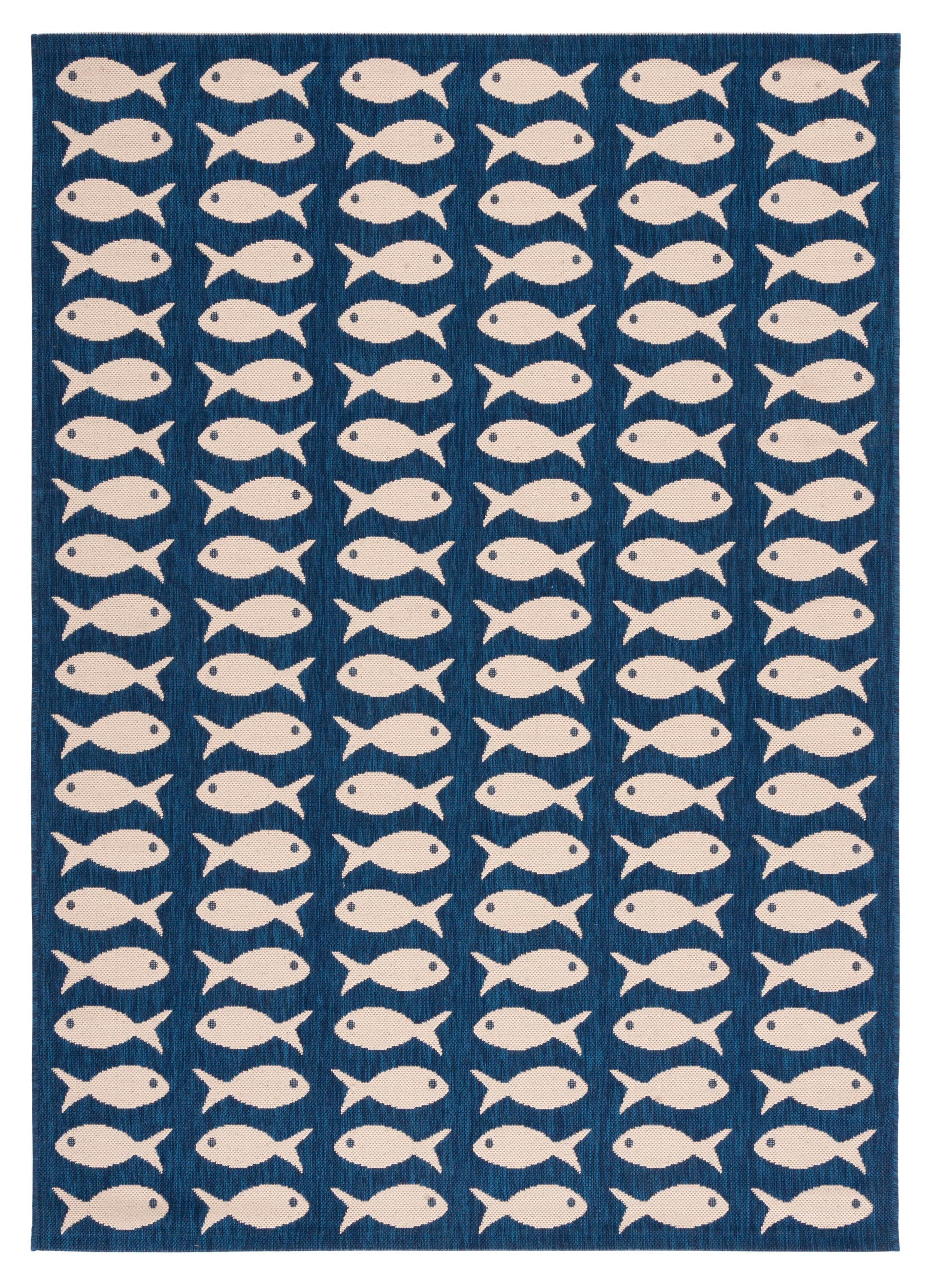 Courtyard CY6013 Power Loomed Indoor and Outdoor Accent Rug - Navy/Beige - 2'7"x5' - Safavieh