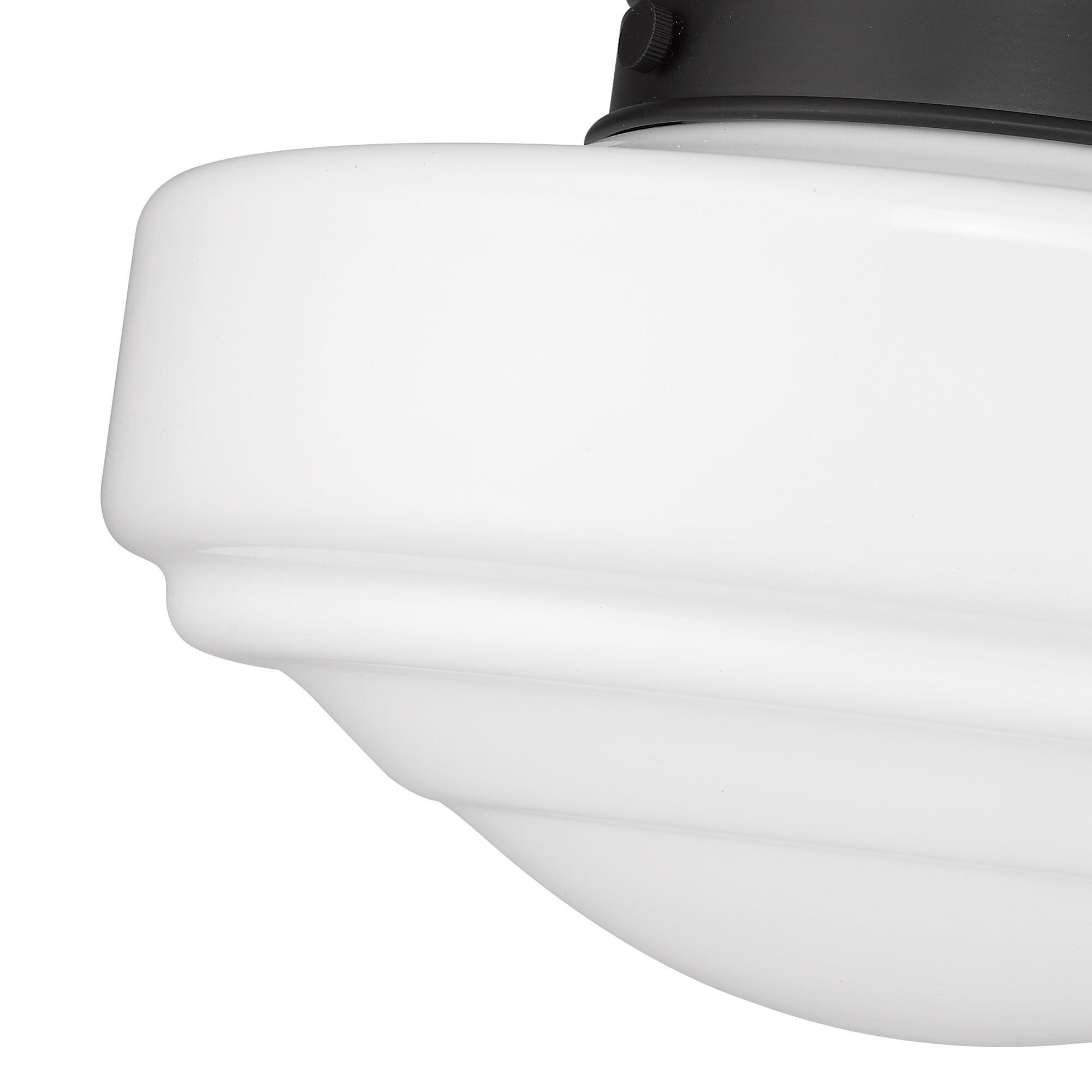 Golden Lighting Ingalls 1-Light Pendant in Matte Black with Vintage Milk Glass