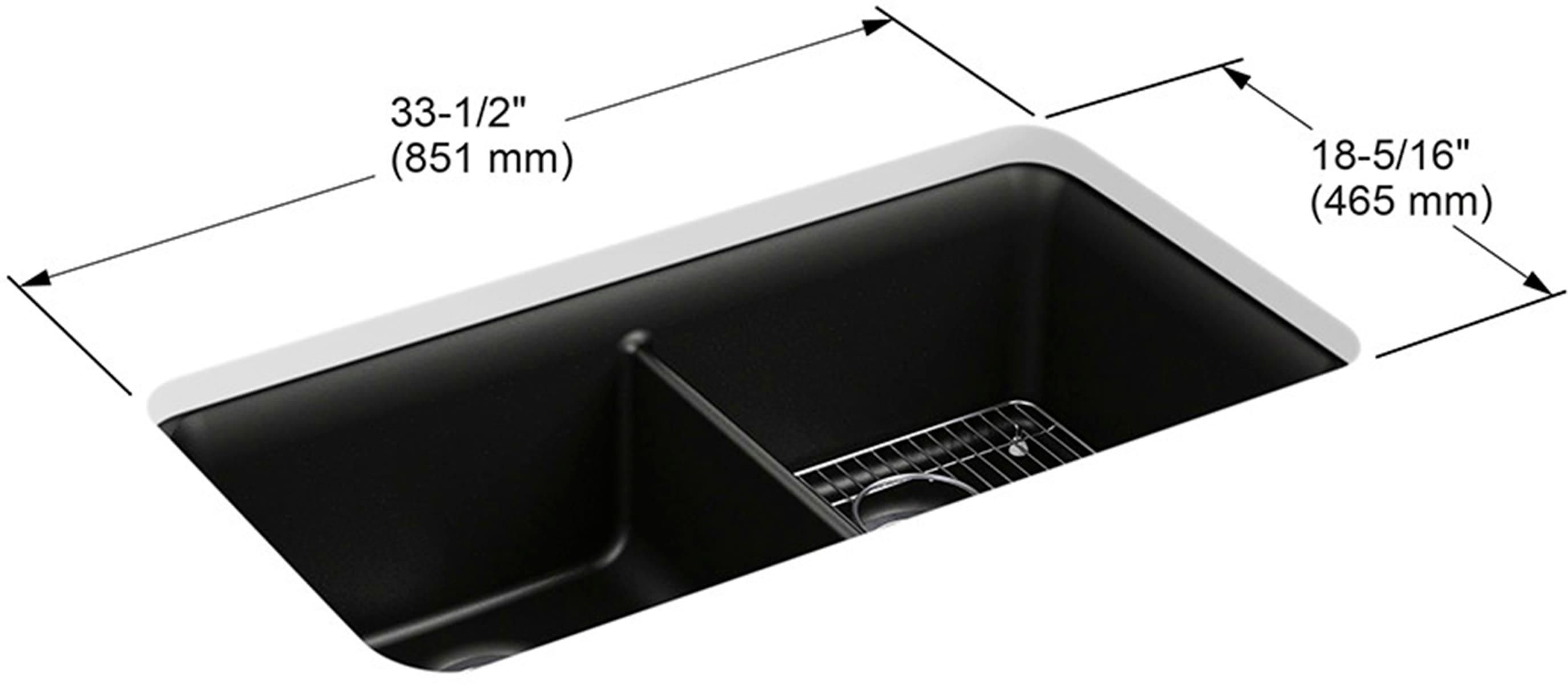 Cairn® 34" L x 18" W Under-Mount Double-Equal Kitchen Sink
