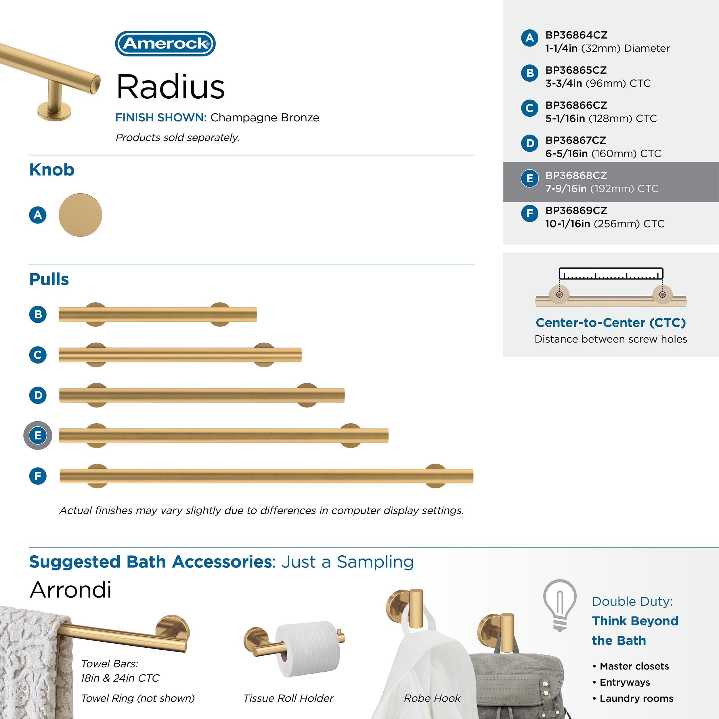 Amerock Radius 7-9/16 inch (192mm) Center-to-Center Champagne Bronze Cabinet Pull