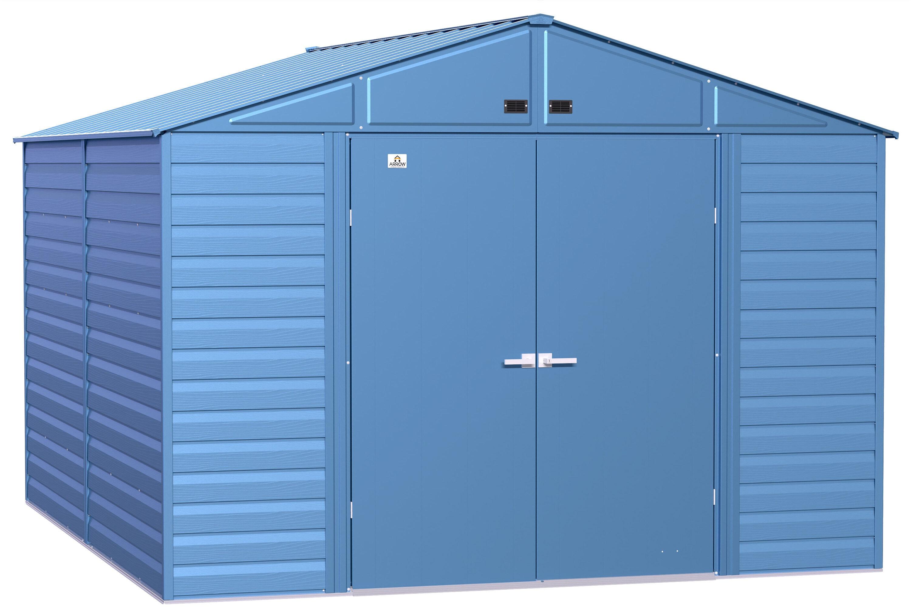 Arrow Select Steel Storage Shed Steel Storage Shed, 10x12, Blue Grey