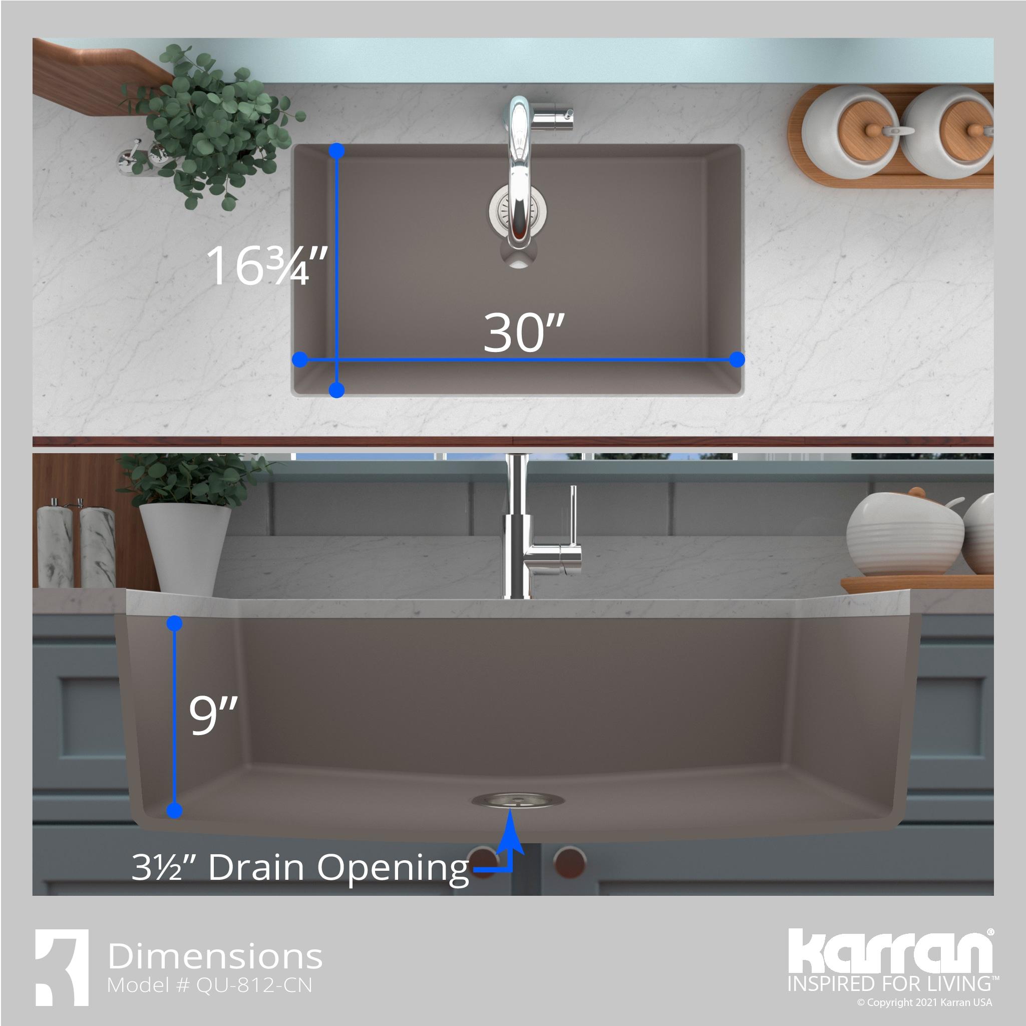 Karran Quartz 32-1/4'' X 19-1/4'' Large Single Bowl Undermount Kitchen Sink
