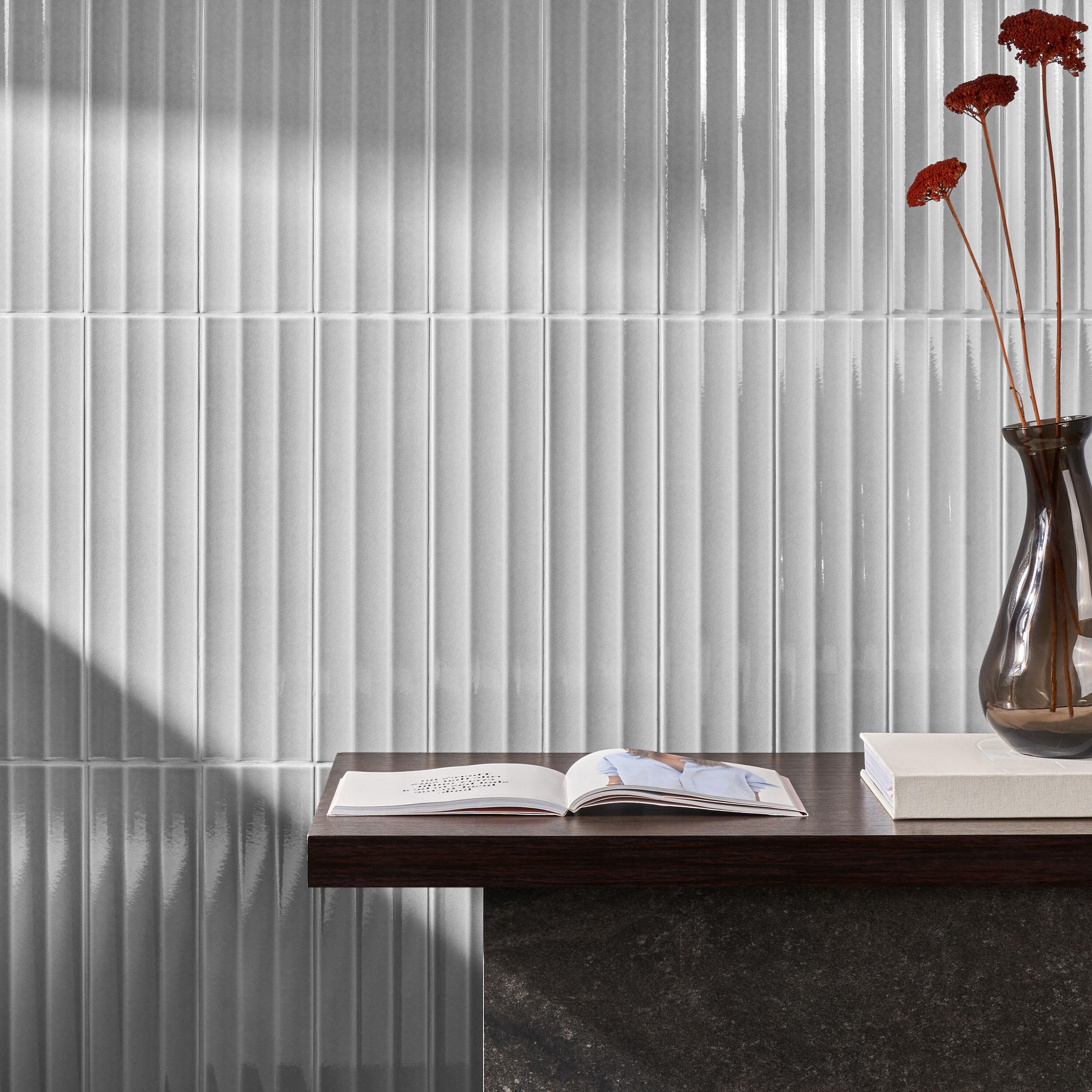 Radiant Fluted 4.43'' W x 17.62'' L Crackled Ceramic Subway Wall Tile (9.26 Sq. Ft. / Case)