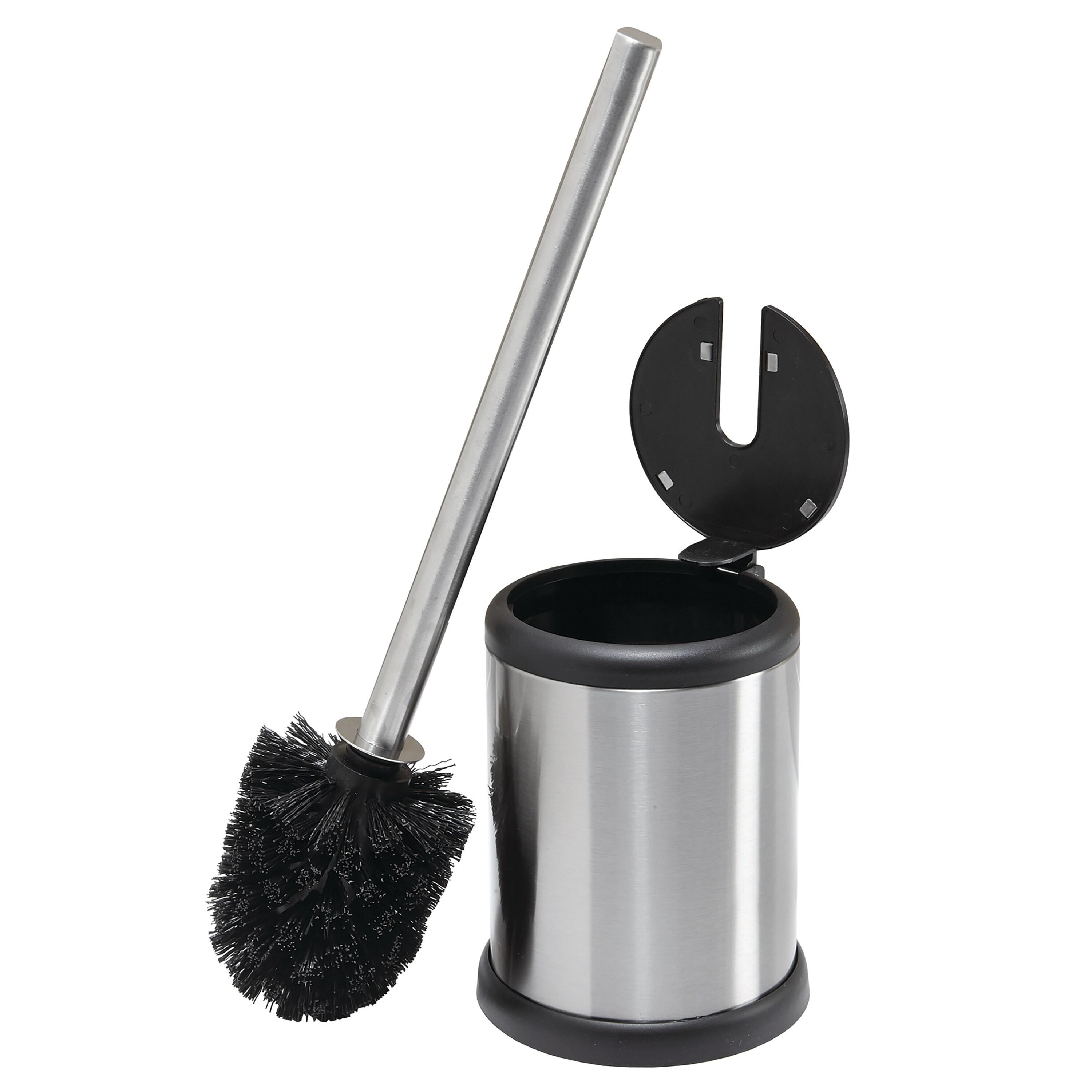 2pk Toilet Brushes with Closing Lid Stainless Steel - Bath Bliss