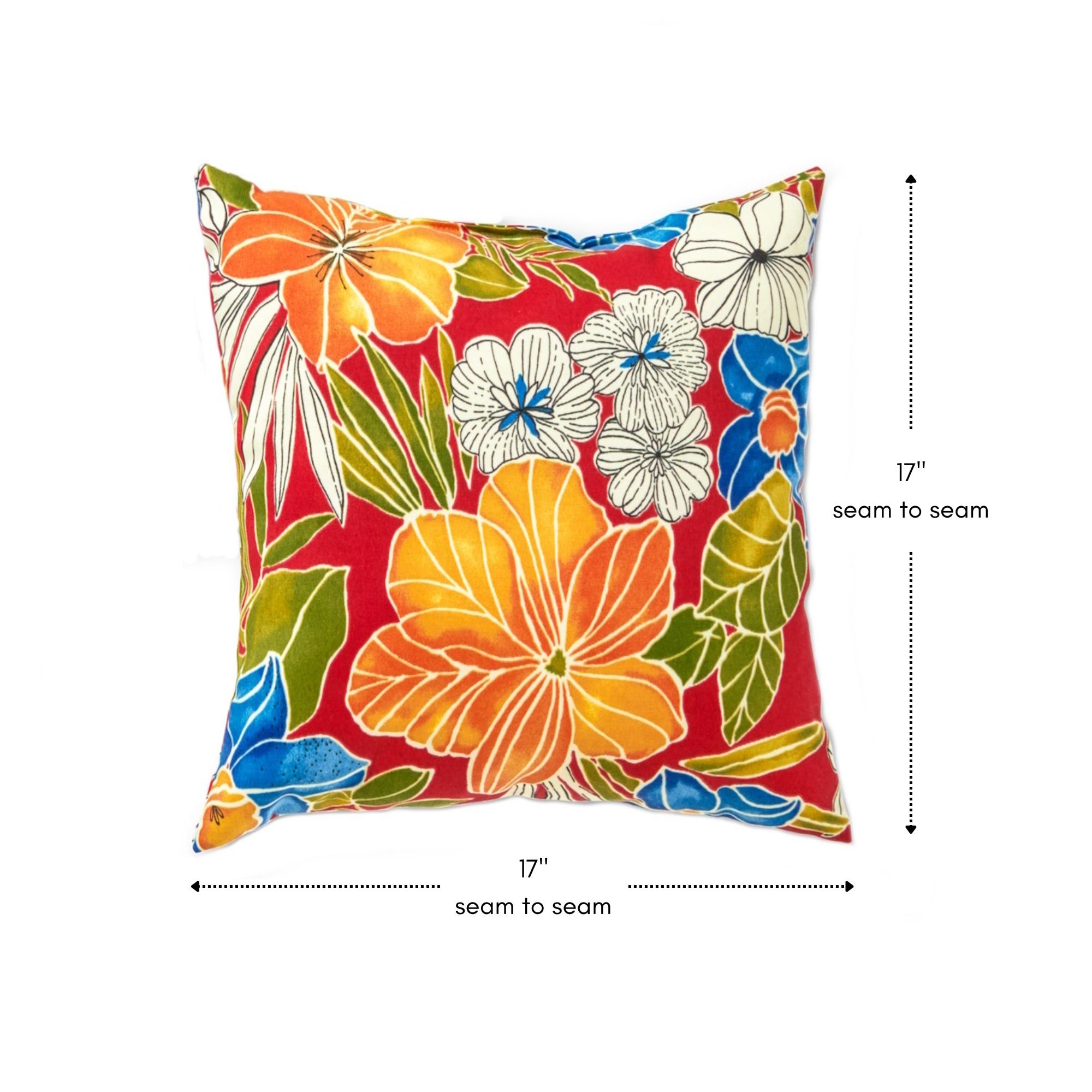 Greendale Home Fashions Aloha Red 17" Square Outdoor Throw Pillow (Set of 2)