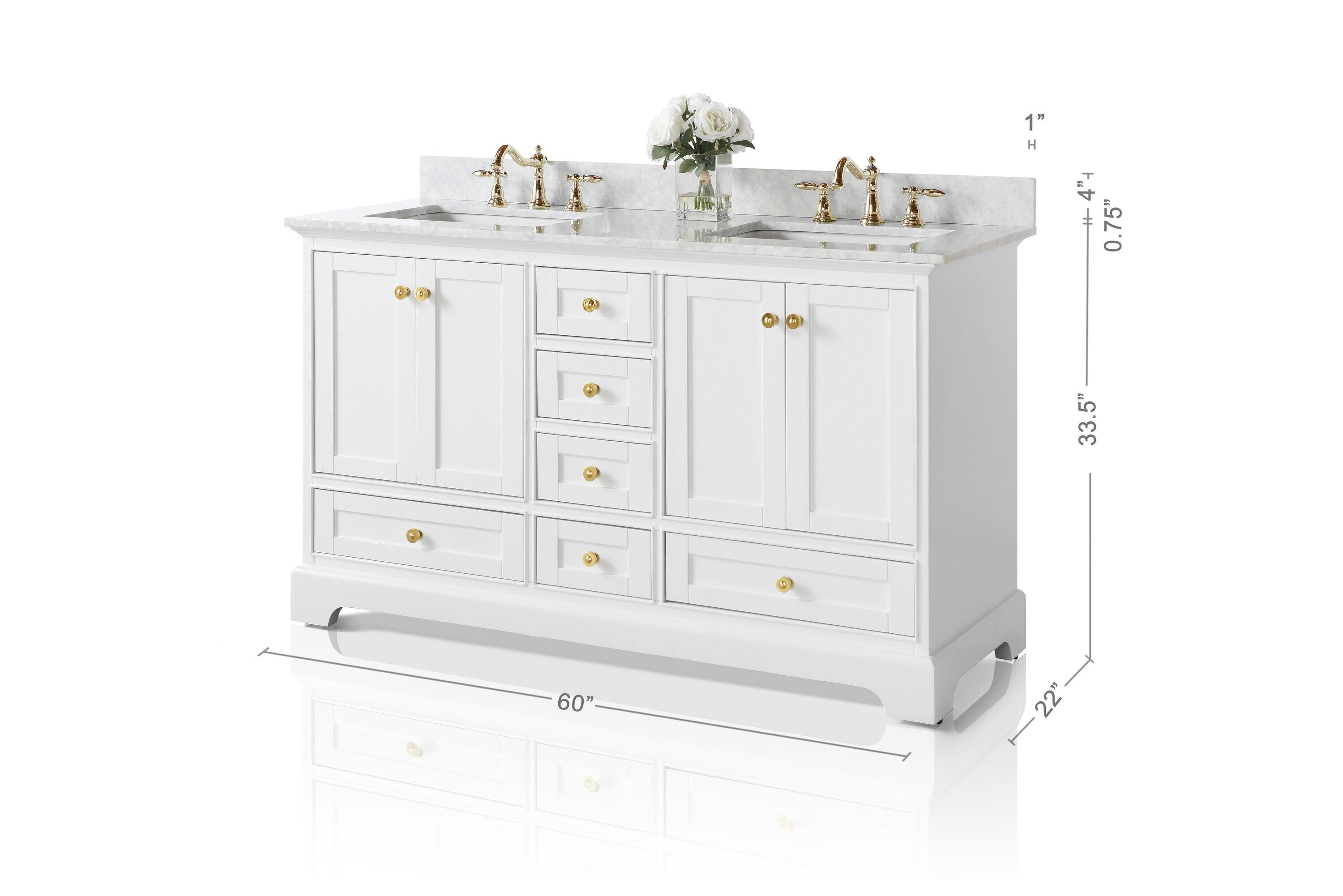 Varna 60'' Double Bathroom Vanity with Marble Top