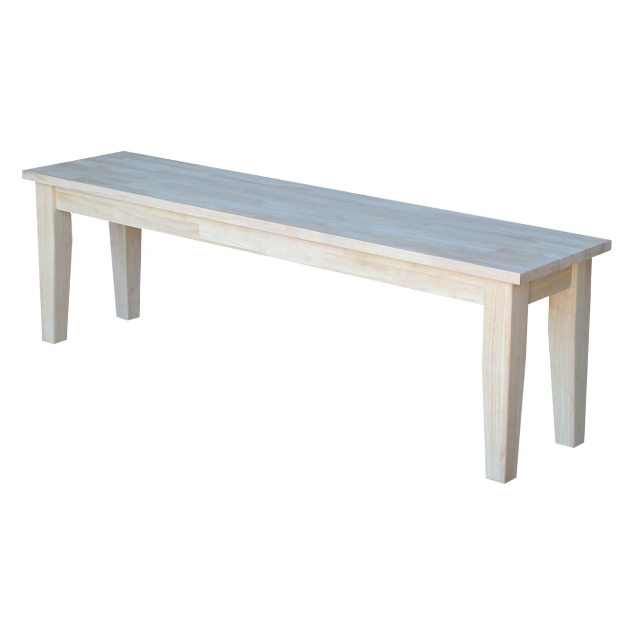 60" Shaker Style Bench Unfinished - International Concepts: Solid Parawood, Rectangle, 400lb Capacity