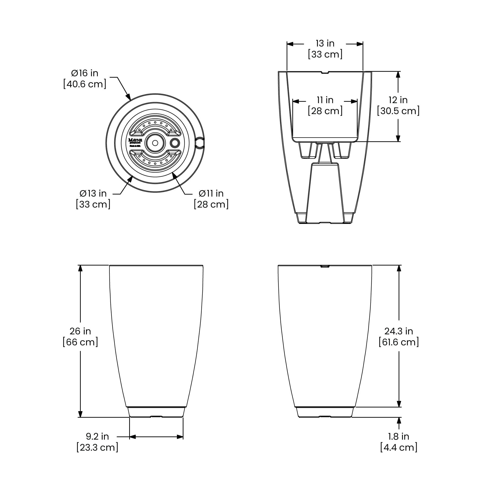 Caprio Tall Resin Pot Planter with Water Reservoir