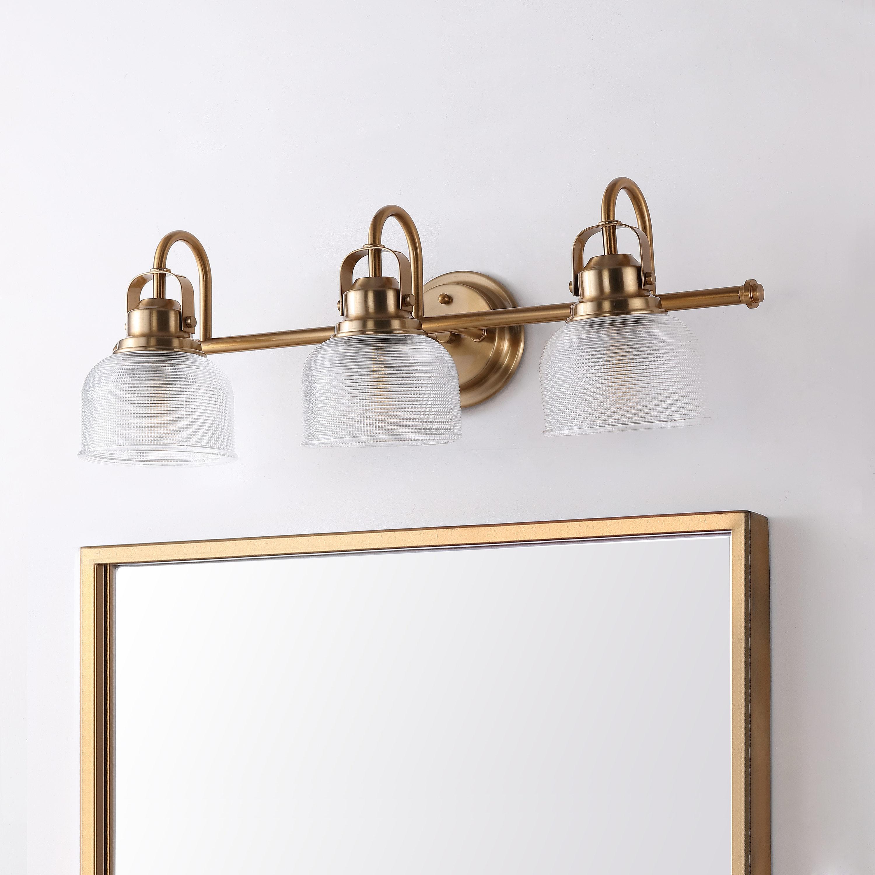 25.25" LED 3-Light Metal/Glass Virginia Pendent Brass/Gold - JONATHAN Y: ETL Listed, Bathroom Fixture