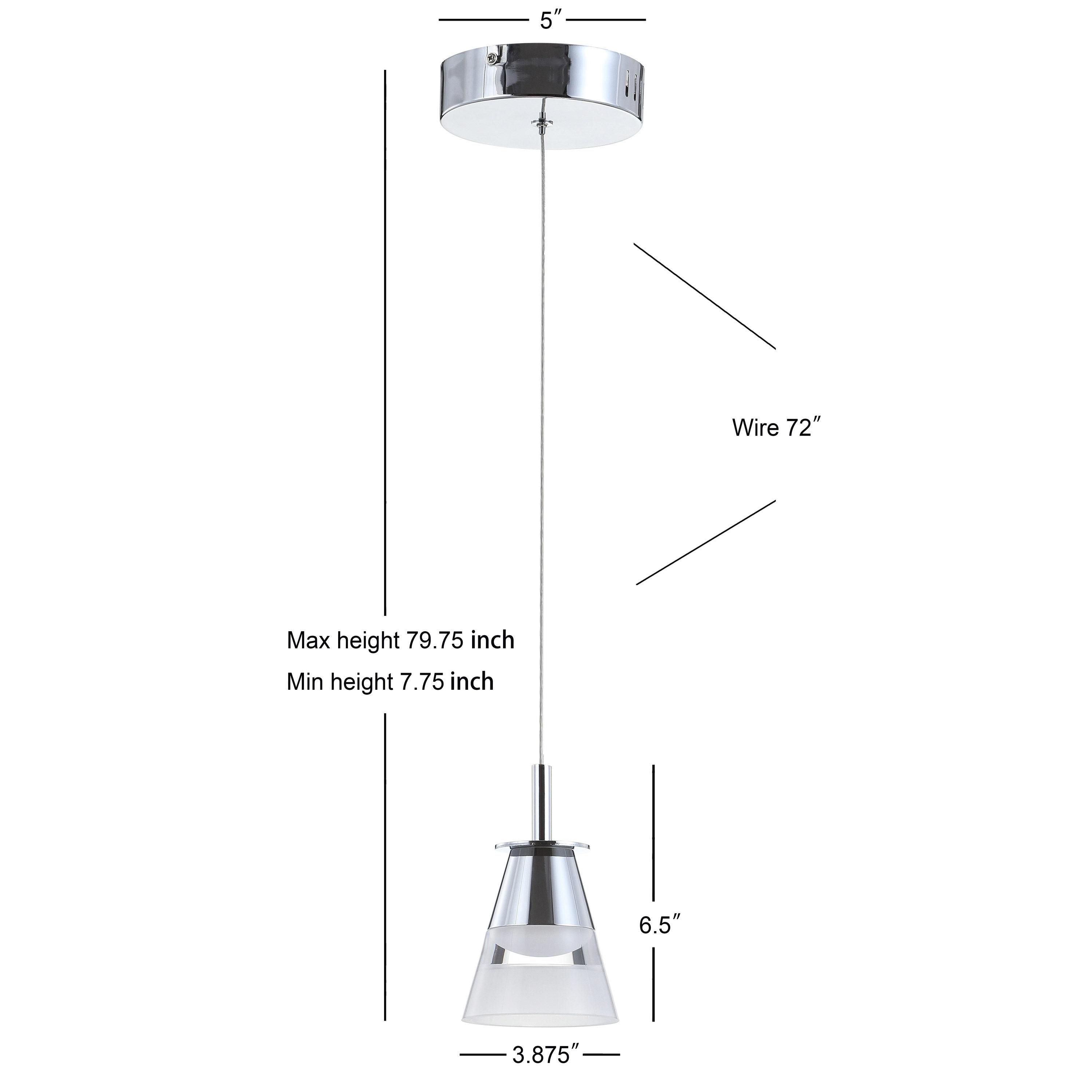 JONATHAN  Y Alain 5" Adjustable Cascading Metal Integrated Cluster Glam Chrome/White Transitional Cone Integrated LED Mini Hanging Pendant light