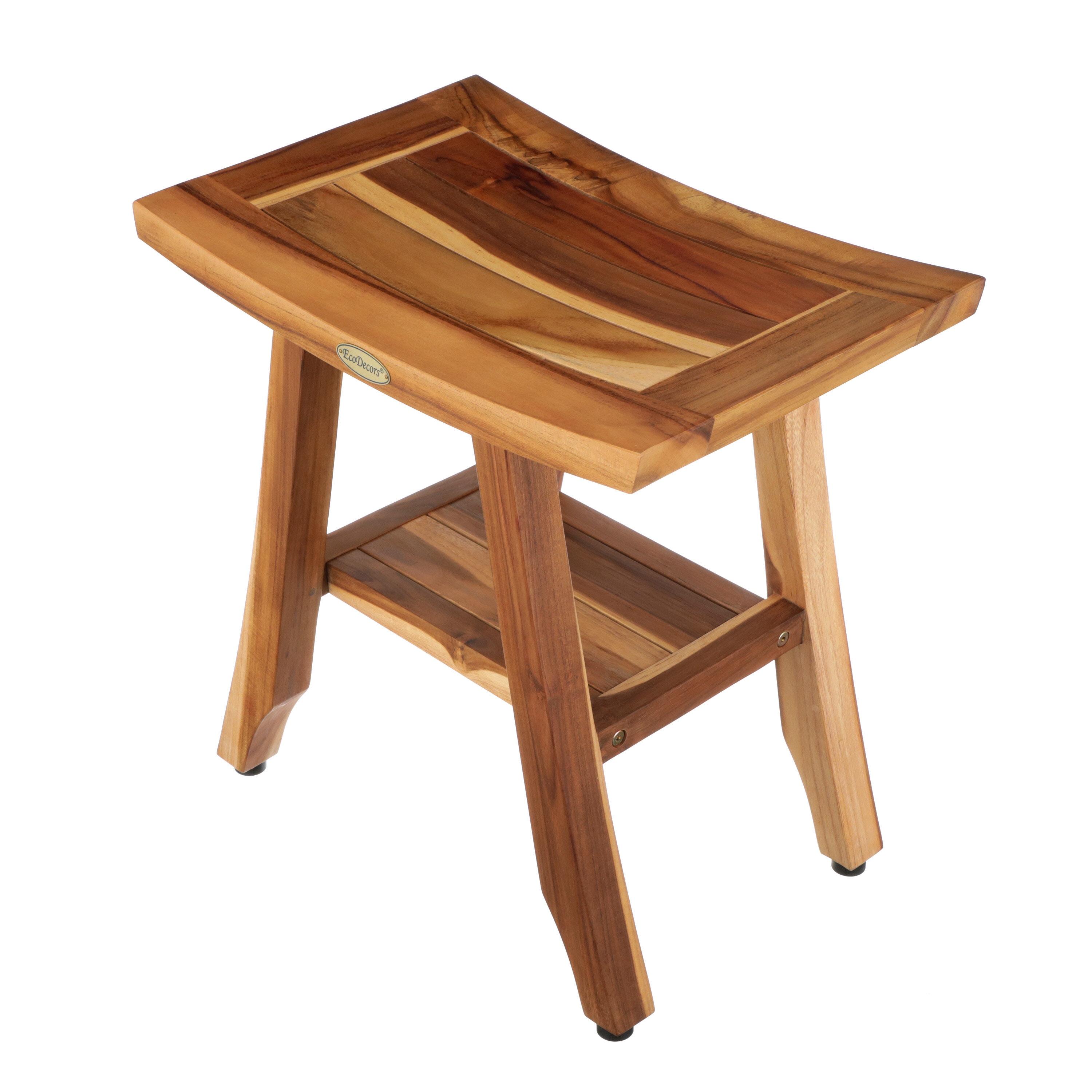 EcoDecors Satori - Teak Shower Bench, Teak Bench Shower, Teak Bathroom Bench, Teak Wood Shower Bench, in Woodland Brown