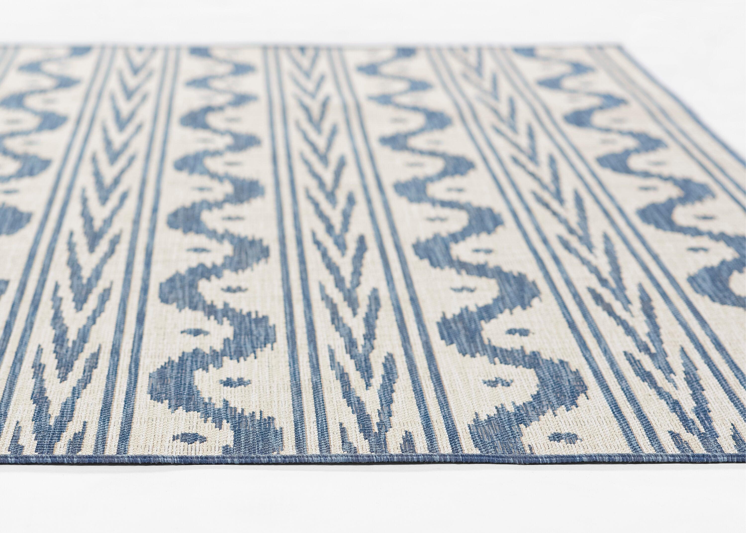 Momeni Riviera Geometric Blue Indoor Outdoor Rug 2' X 3'