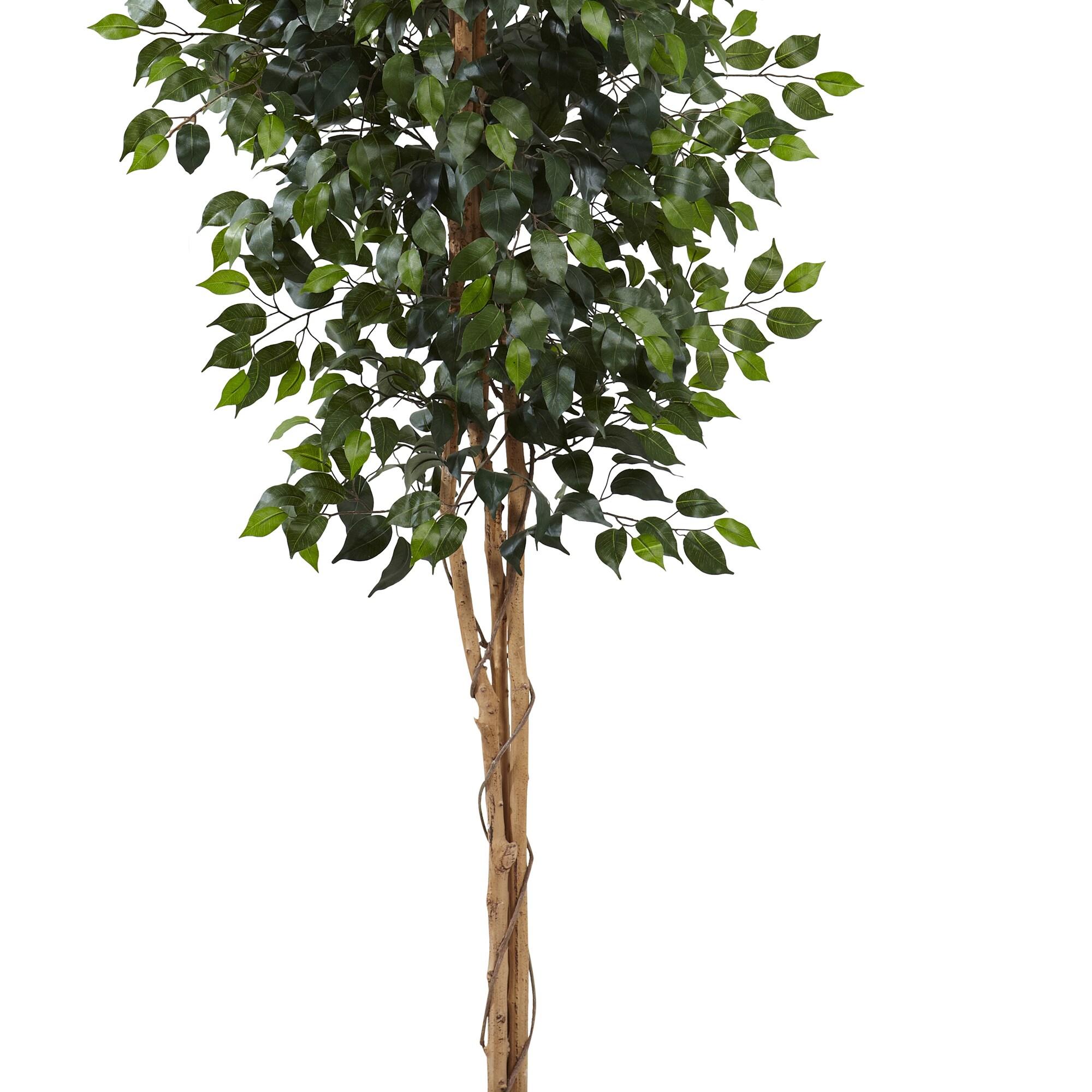 96" Artificial Ficus Tree in Pot Black - Nearly Natural: Indoor, Unlit, No Assembly Required