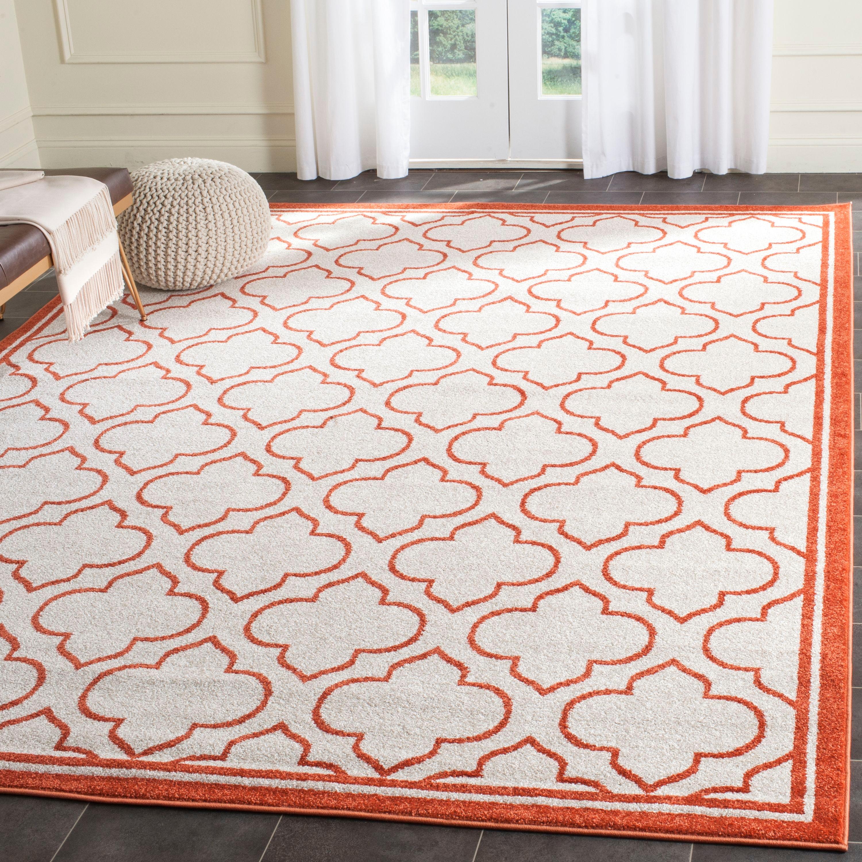 Amherst AMT412 Power Loomed Area Rug - Ivory/Orange - 5'3"x8' - Safavieh.