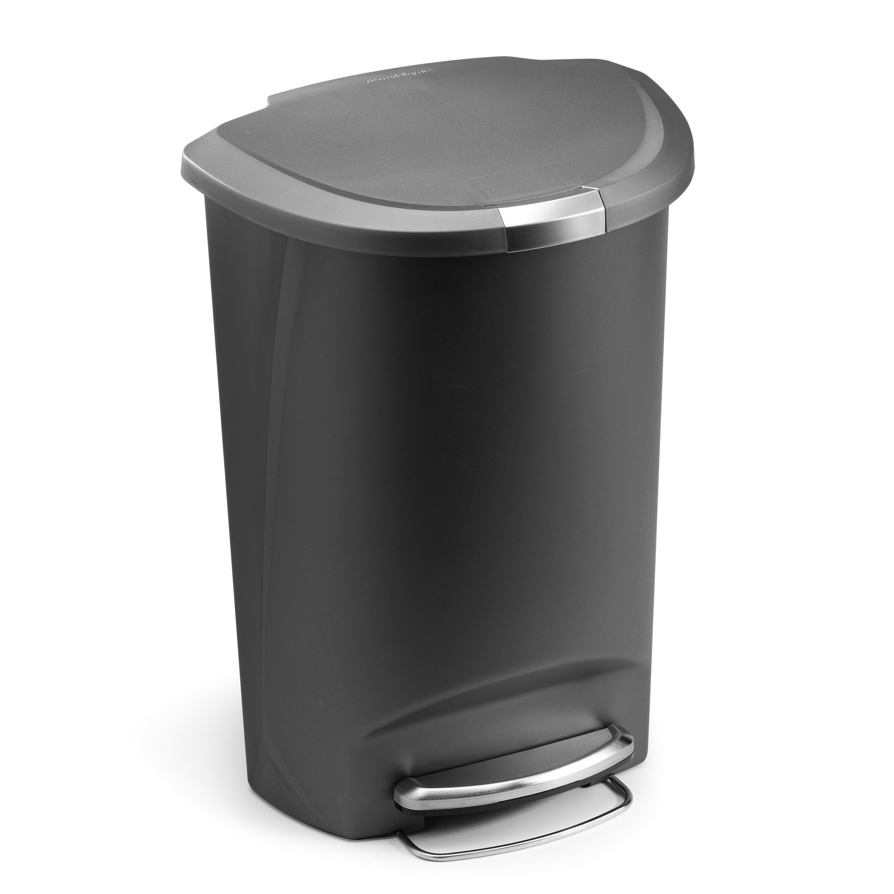simplehuman Simplehuman 50 Liter / 13 Gallon Semi-Round Kitchen Step Trash Can with Secure Slide Lock, Plastic