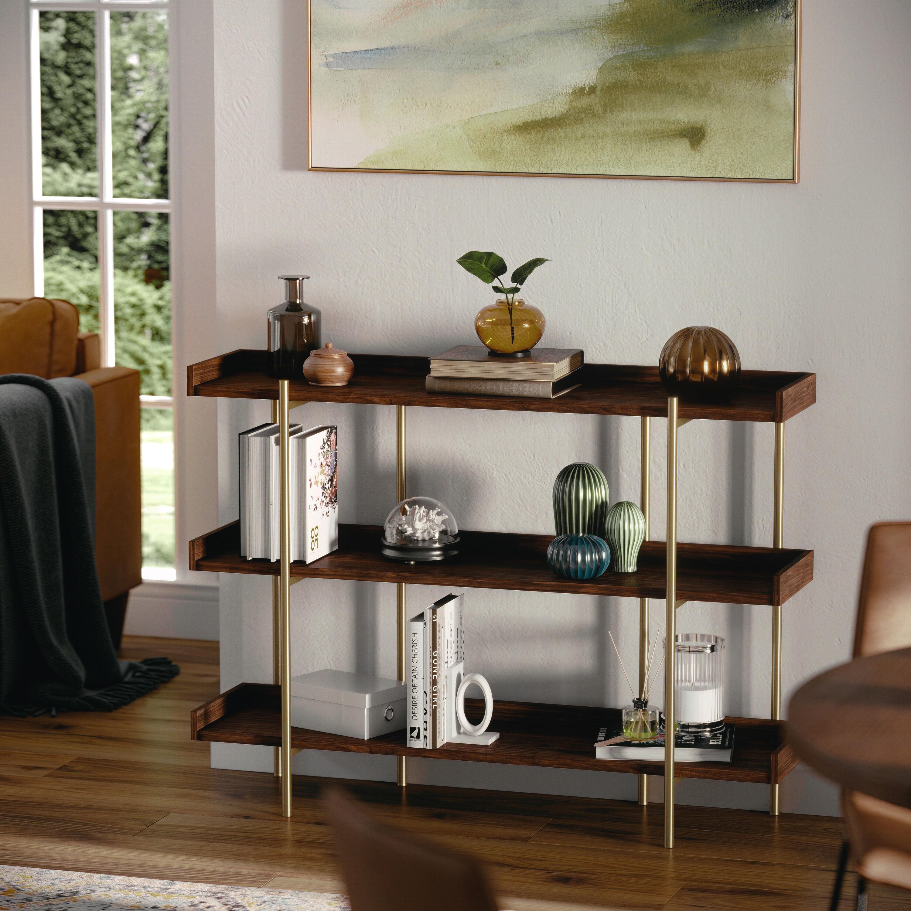 Martha Stewart Raines Martha Stewart Emmett 3 Shelf Storage Display Unit Bookcase with Metal Frame