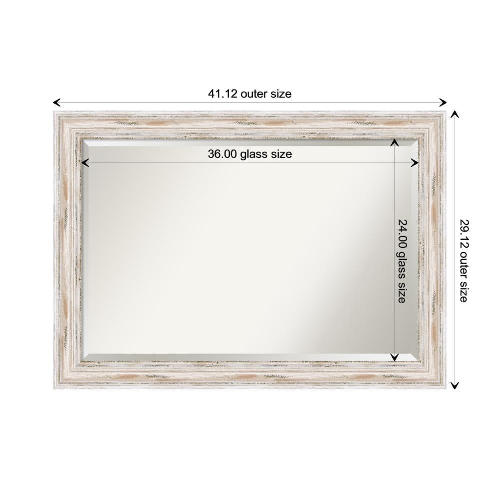 Amanti Art Alexandria White Wash Beveled Wood Wall Mirror 29.25 x 41.25 in.