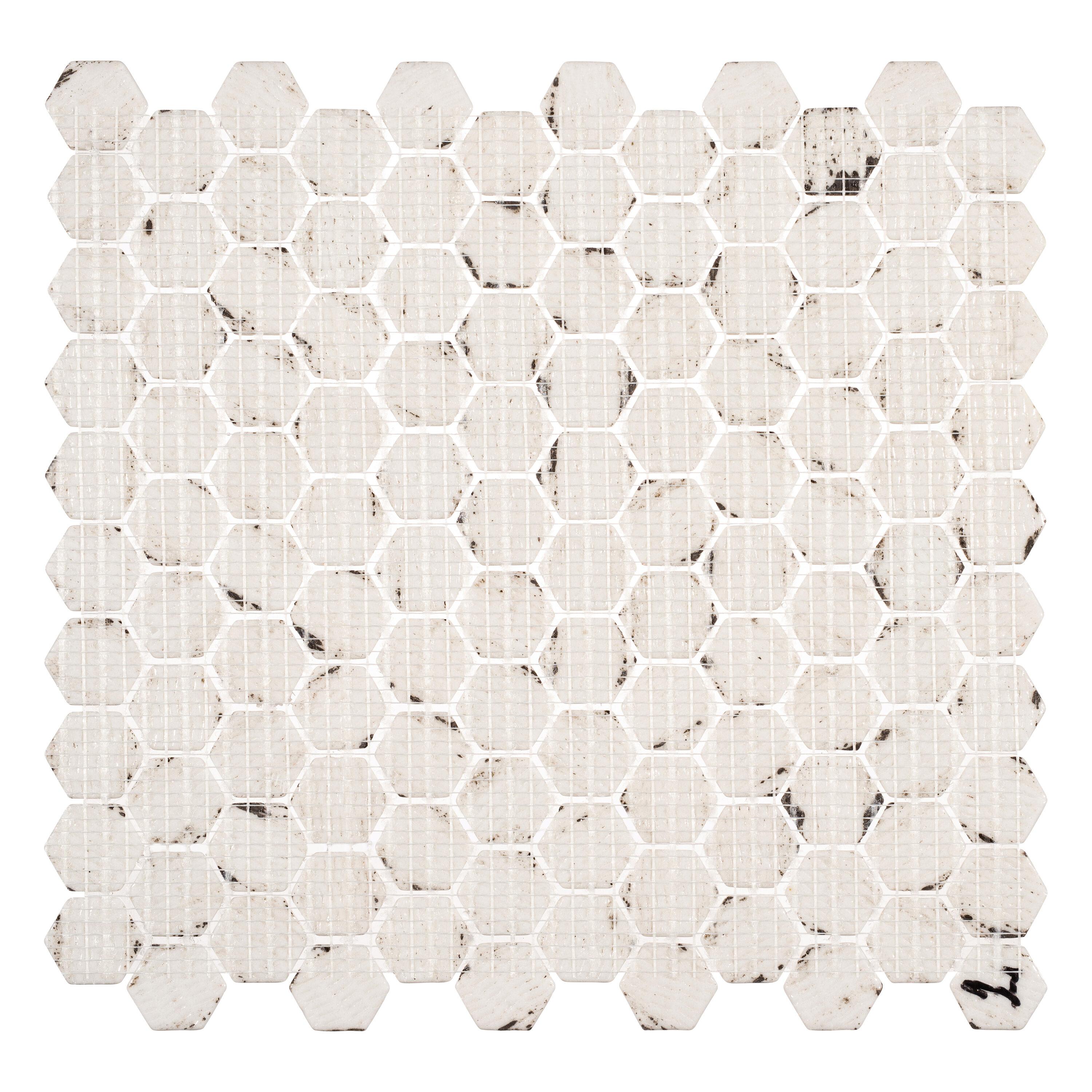 Trillions Hexagon Honeycomb Glass Mosaic Kitchen Backsplash, Bathroom, Shower, Pool, Wall and Floor Tile