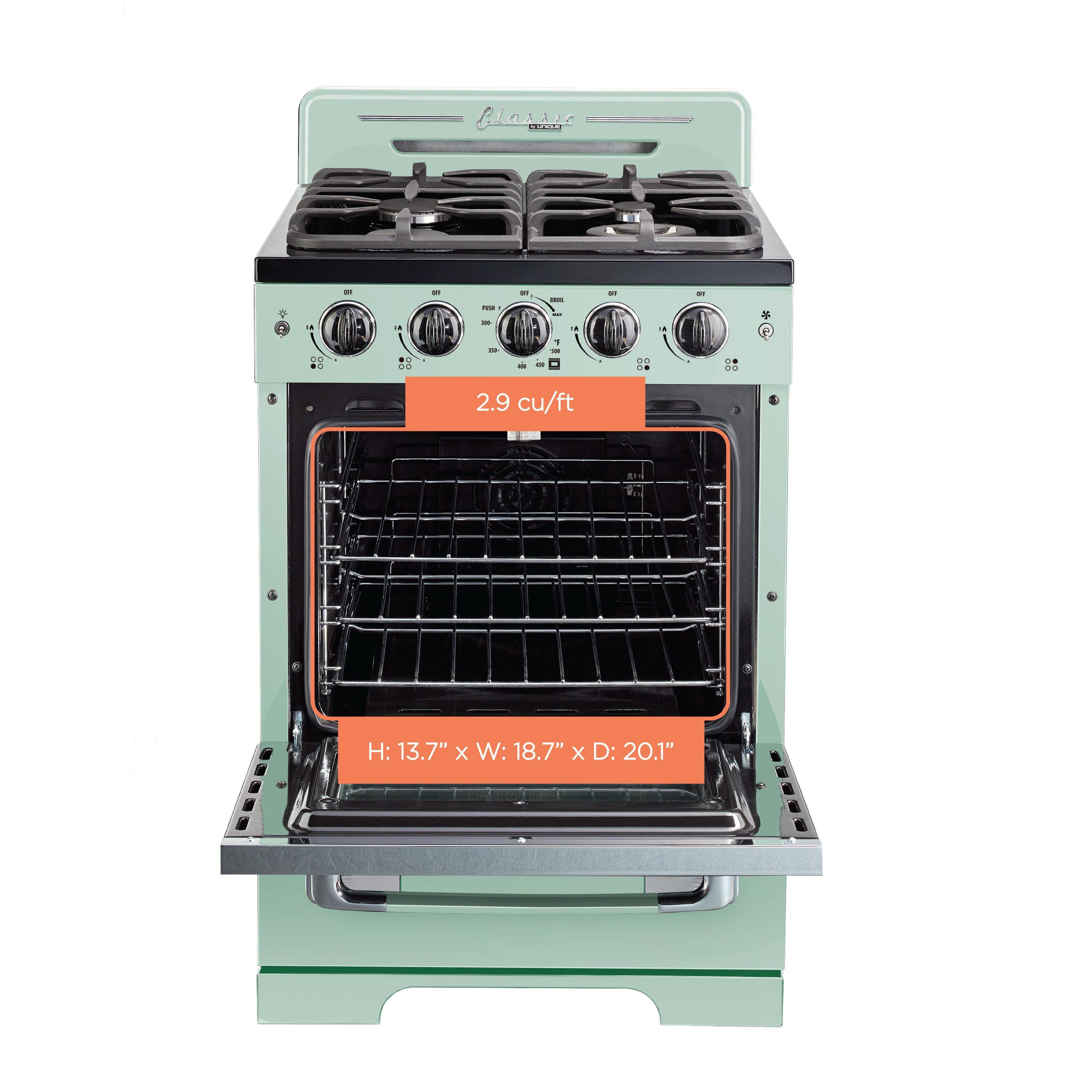 Unique Classic Retro 24" 2.9 cu/ft Freestanding Gas Range with Convection Oven and Sealed Burners