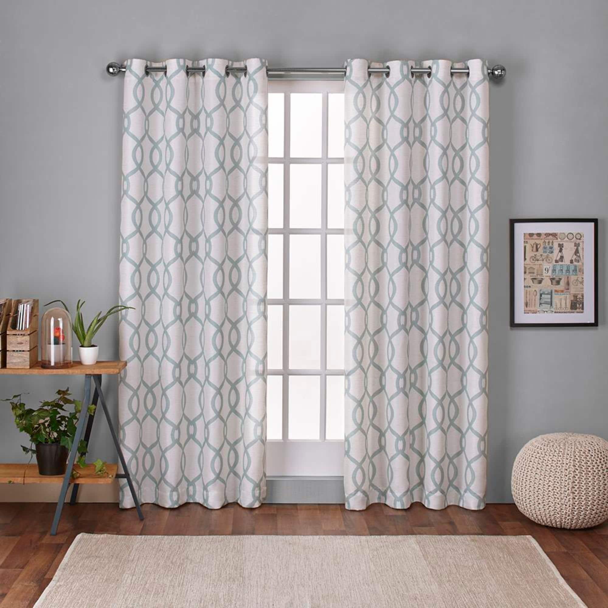 Set of 2 96"x54 Kochi Linen Blend Grommet Top Window Curtain Panel Sea Foam Green - Exclusive Home: Light Filtering Drapes