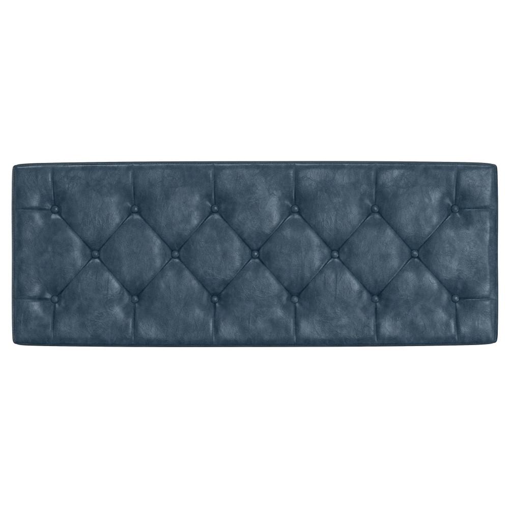 Simpli Home Hamilton 48"W Upholstered Storage Ottoman Bench with Lift-Top Lid, Tufted Design, and Nailhead Trim